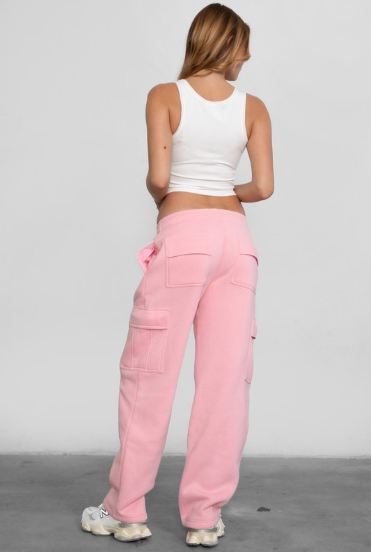 Essential Fleece Cargo Sweatpants -Blush