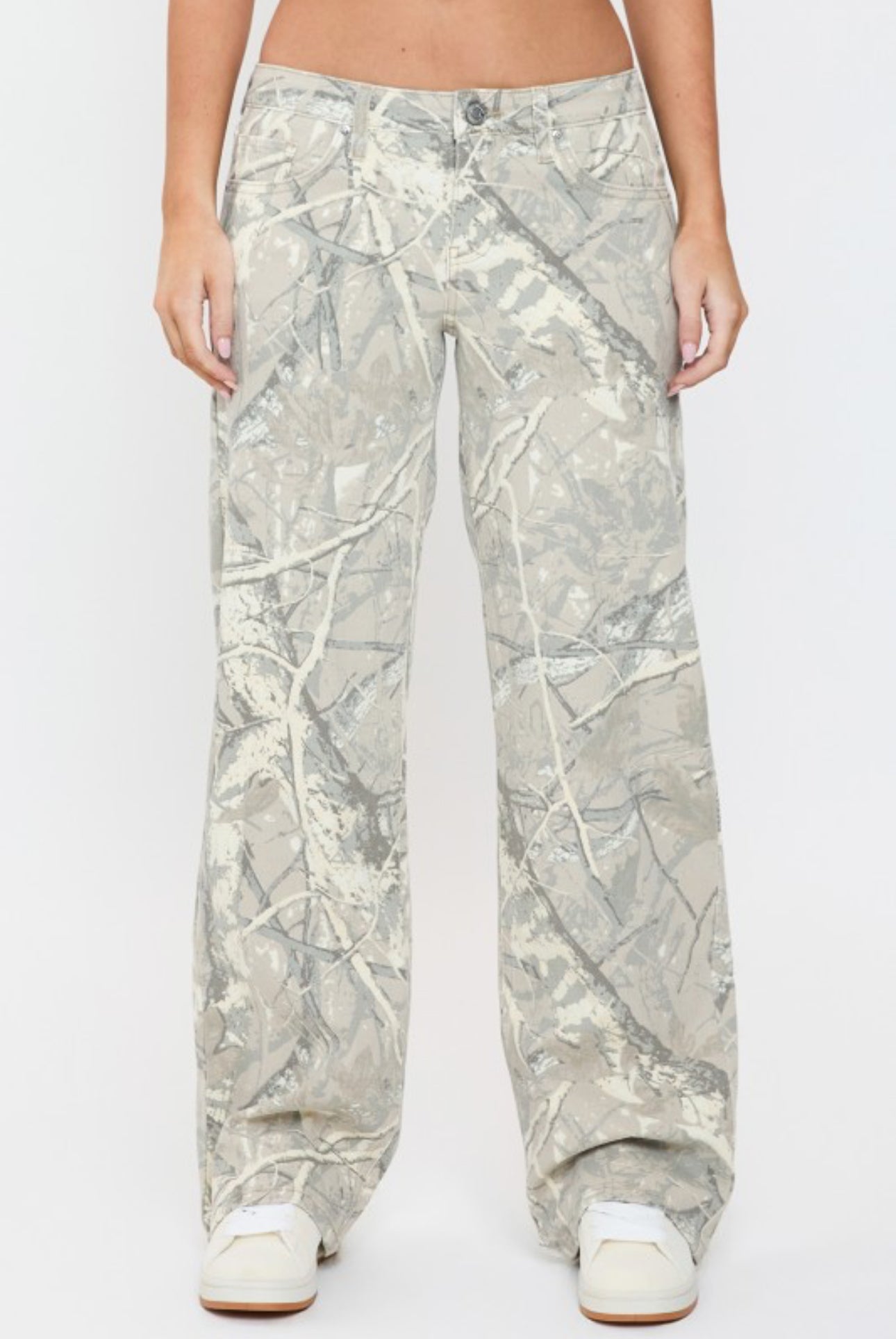 Low Rise Wide Leg Camo Jeans