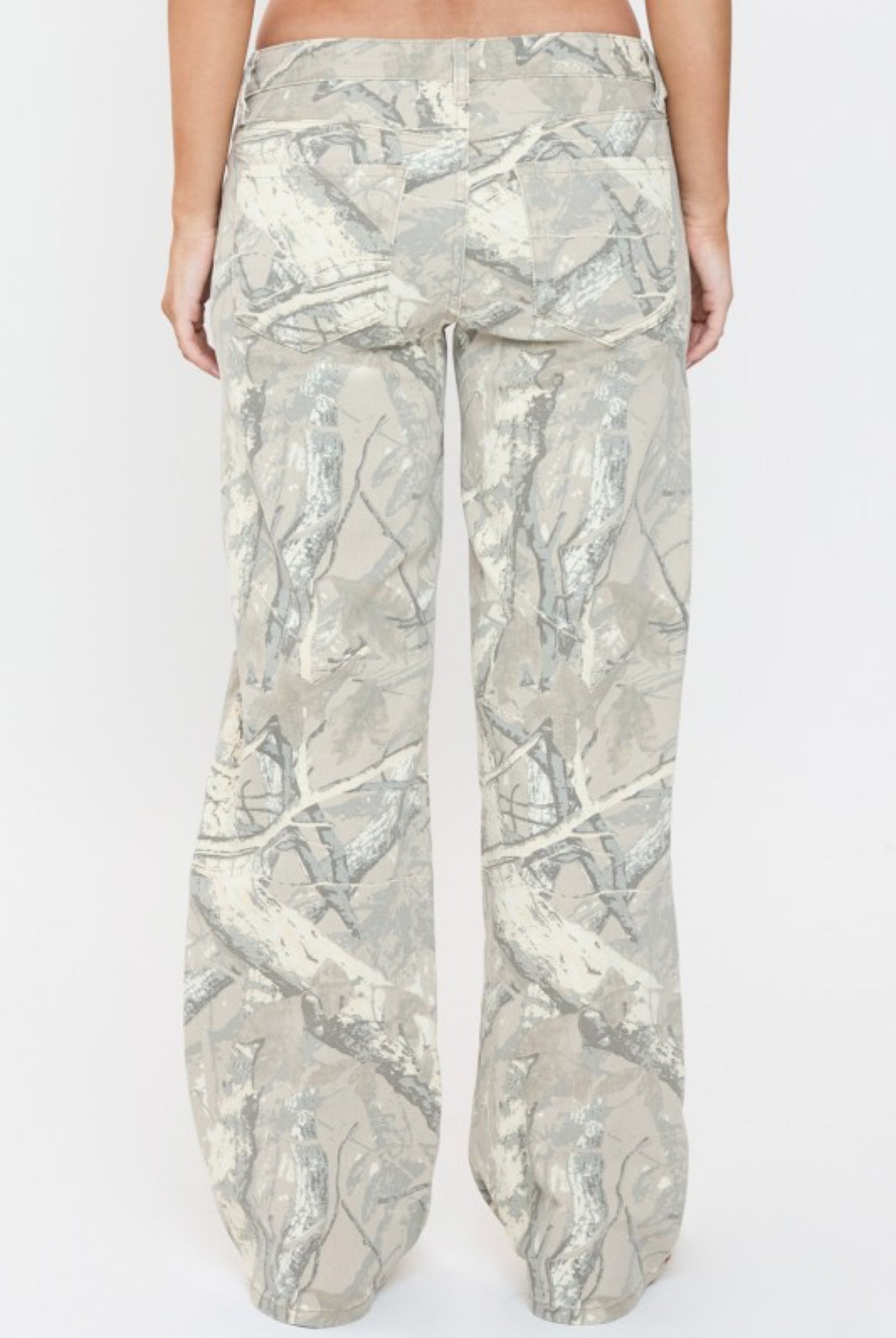 Low Rise Wide Leg Camo Jeans