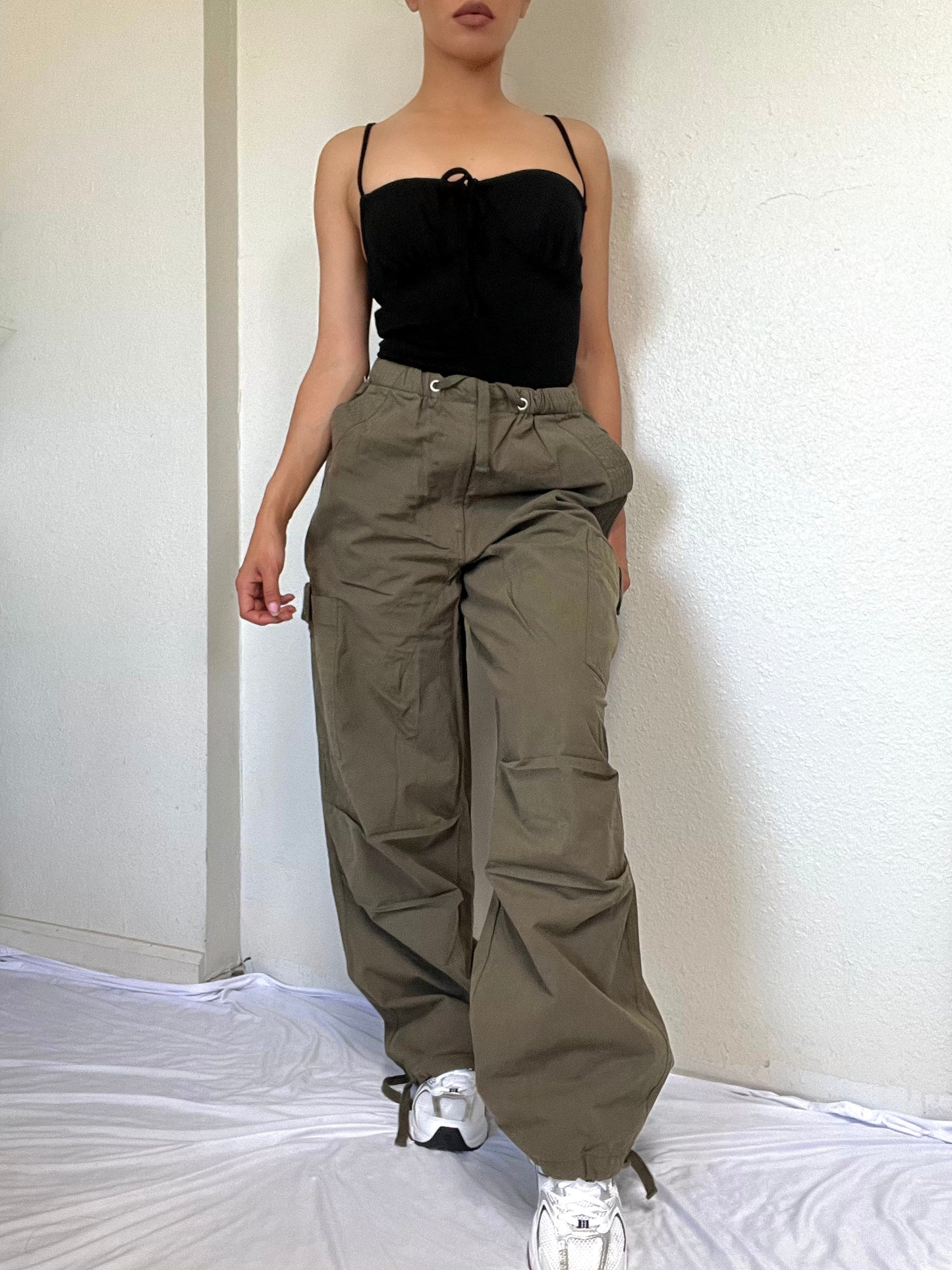 Low Rise Flight Cargo Pants -Olive