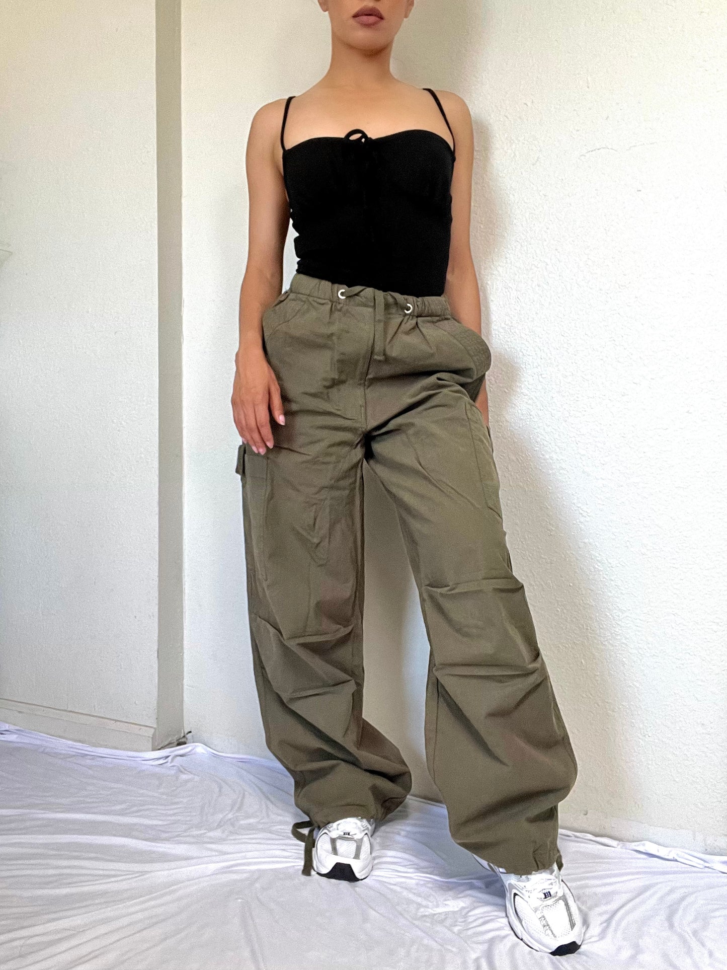 Low Rise Flight Cargo Pants -Olive