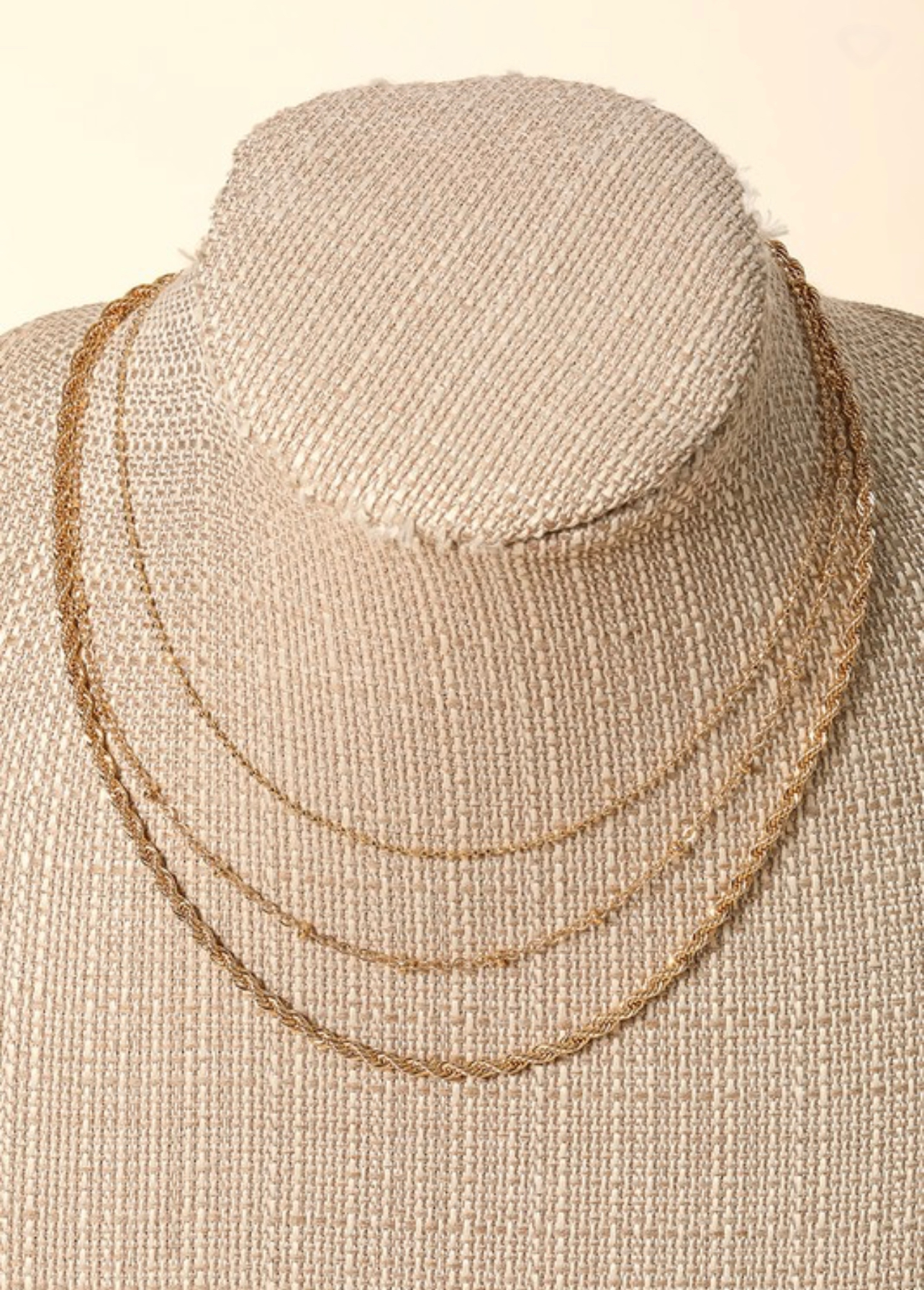 Layered Rope Chain Link Necklace Set -Gold