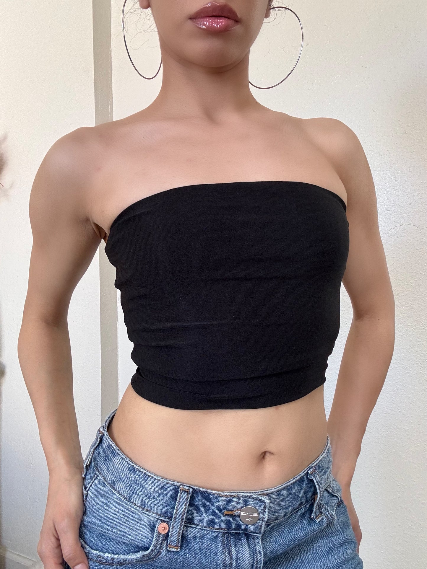 Double Layer Tube Top -Black