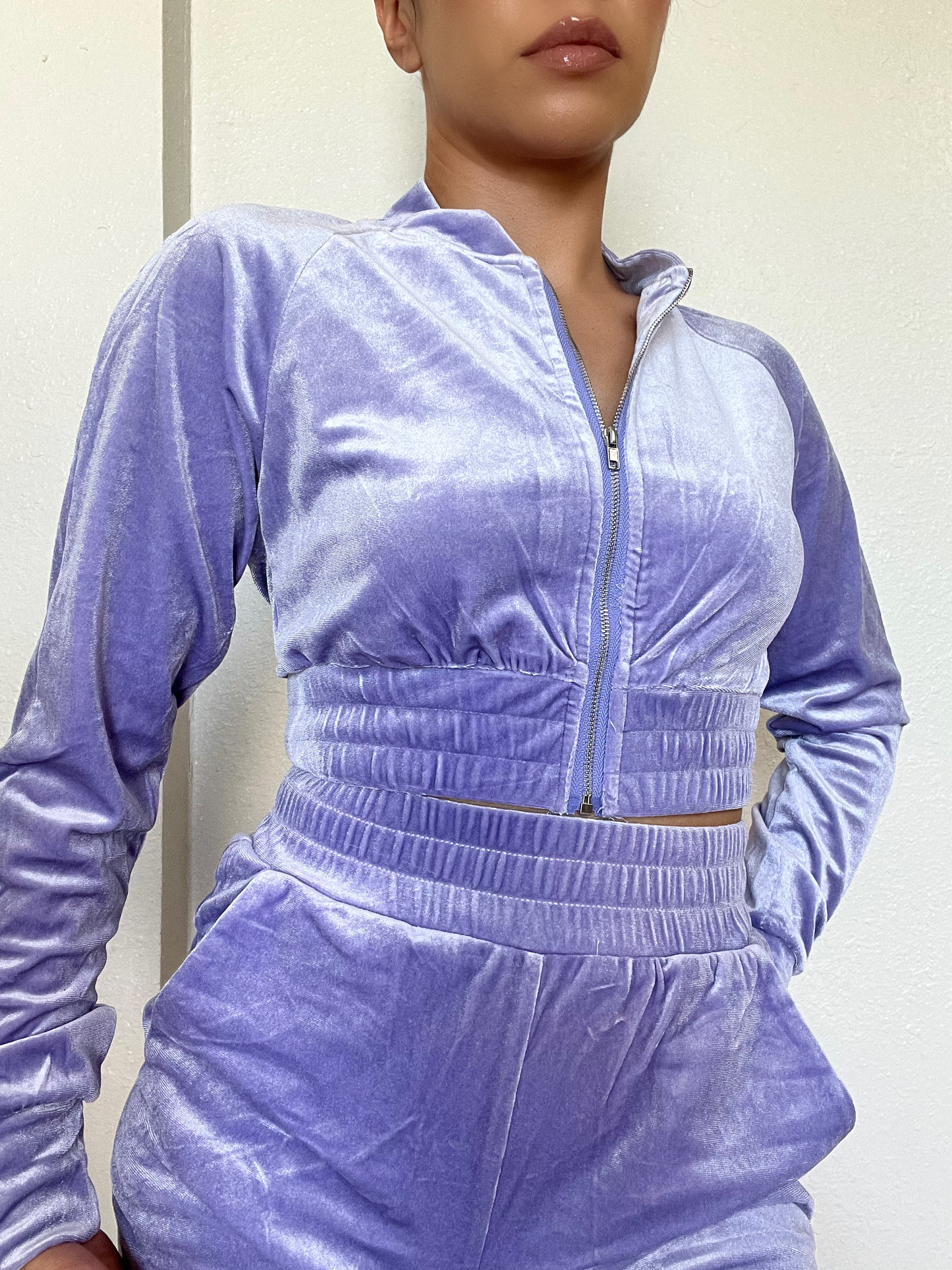 Velour Two Piece Short Set -Lavender