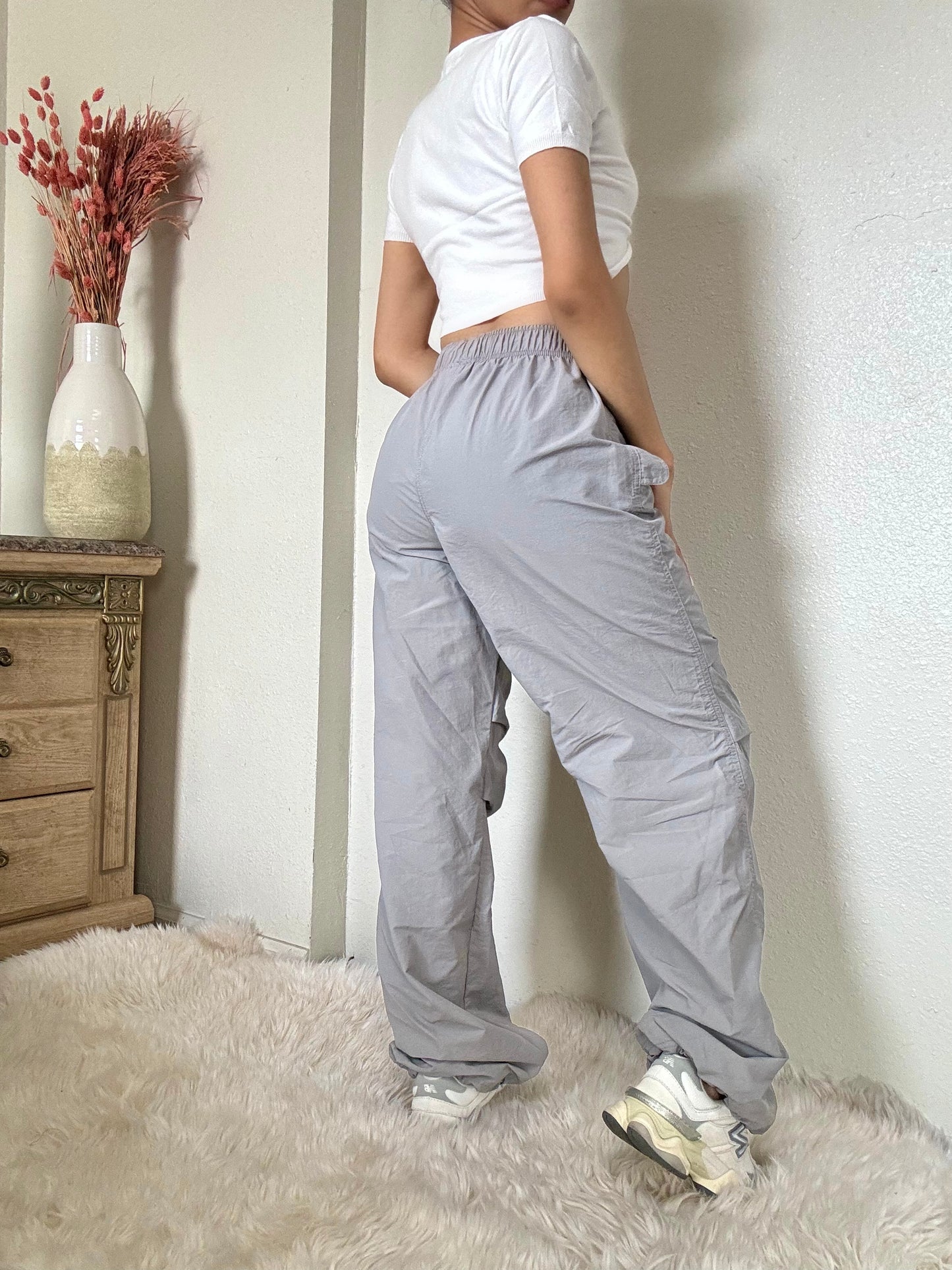 Loose Fit Parachute Pants -Grey