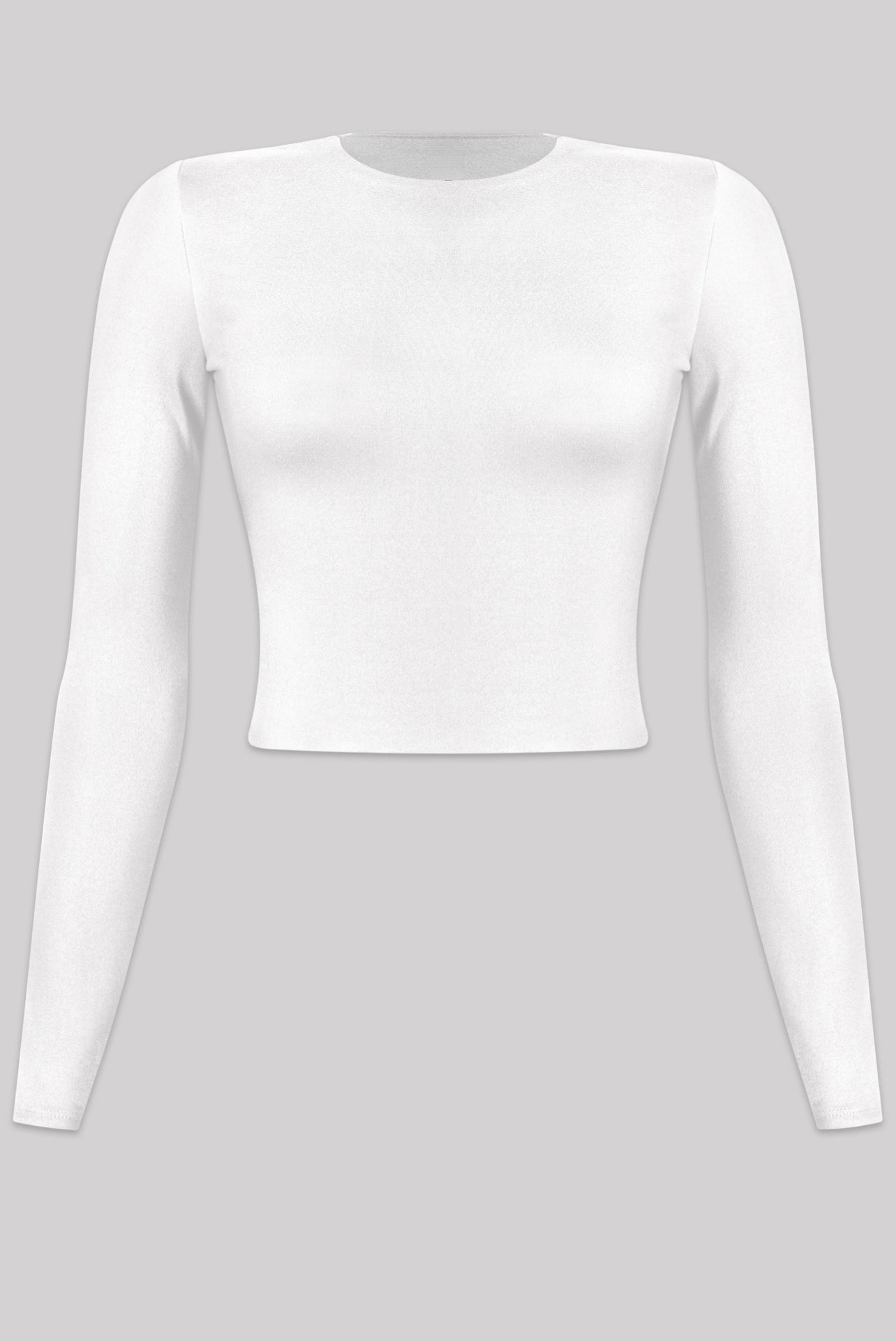 Double Layered Round Neck Crop Top -White