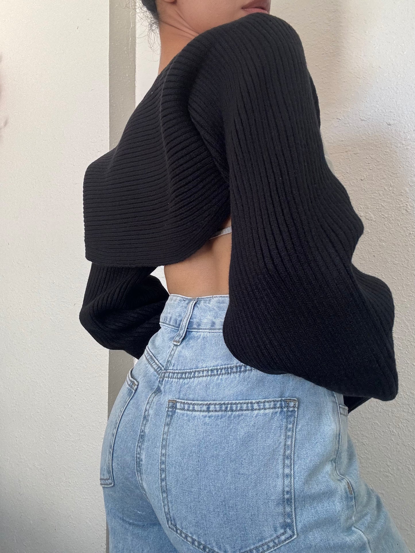 Knit Bolero Shrug -Black