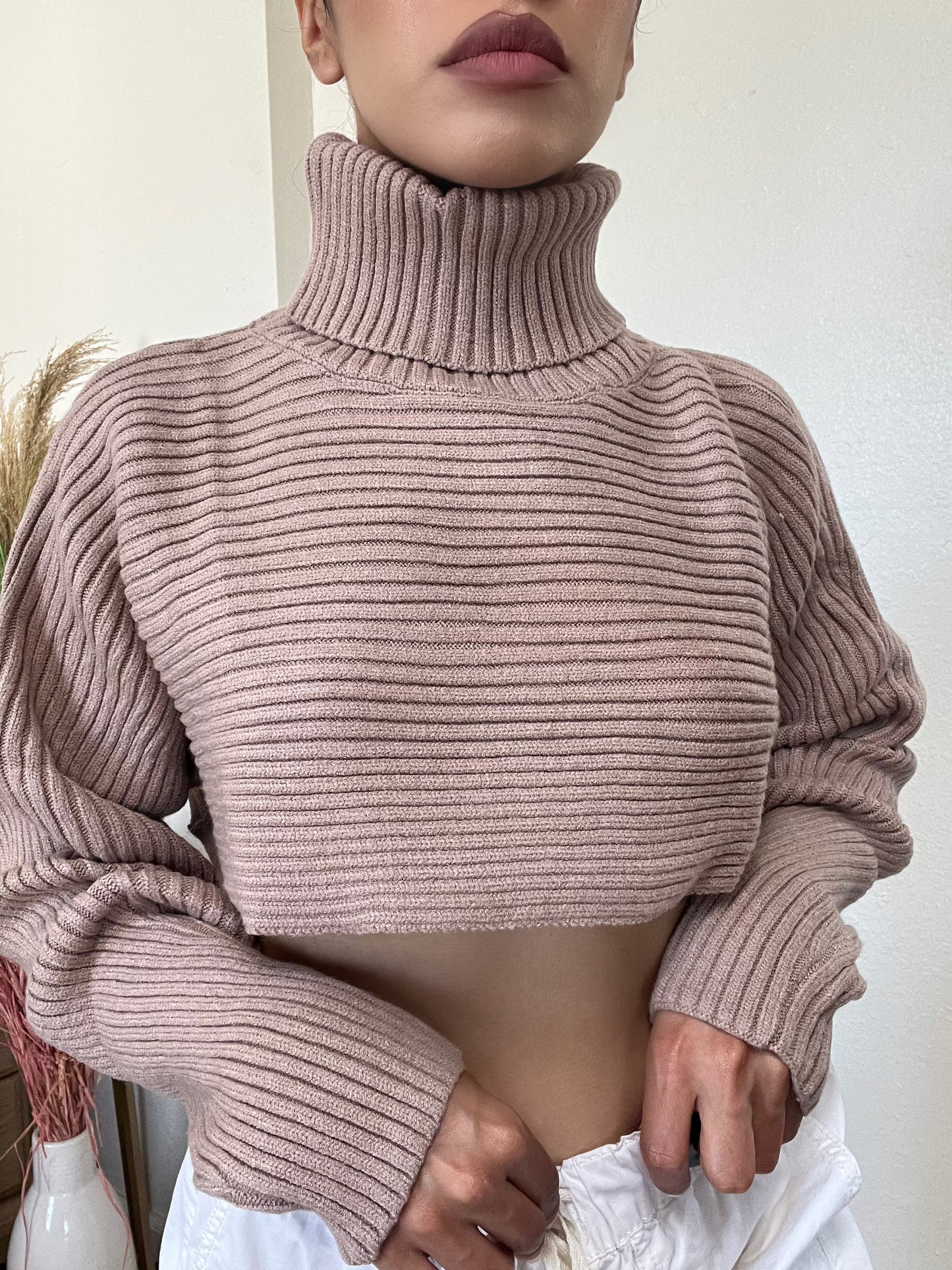 Essential Turtle Neck Sweater -Taupe