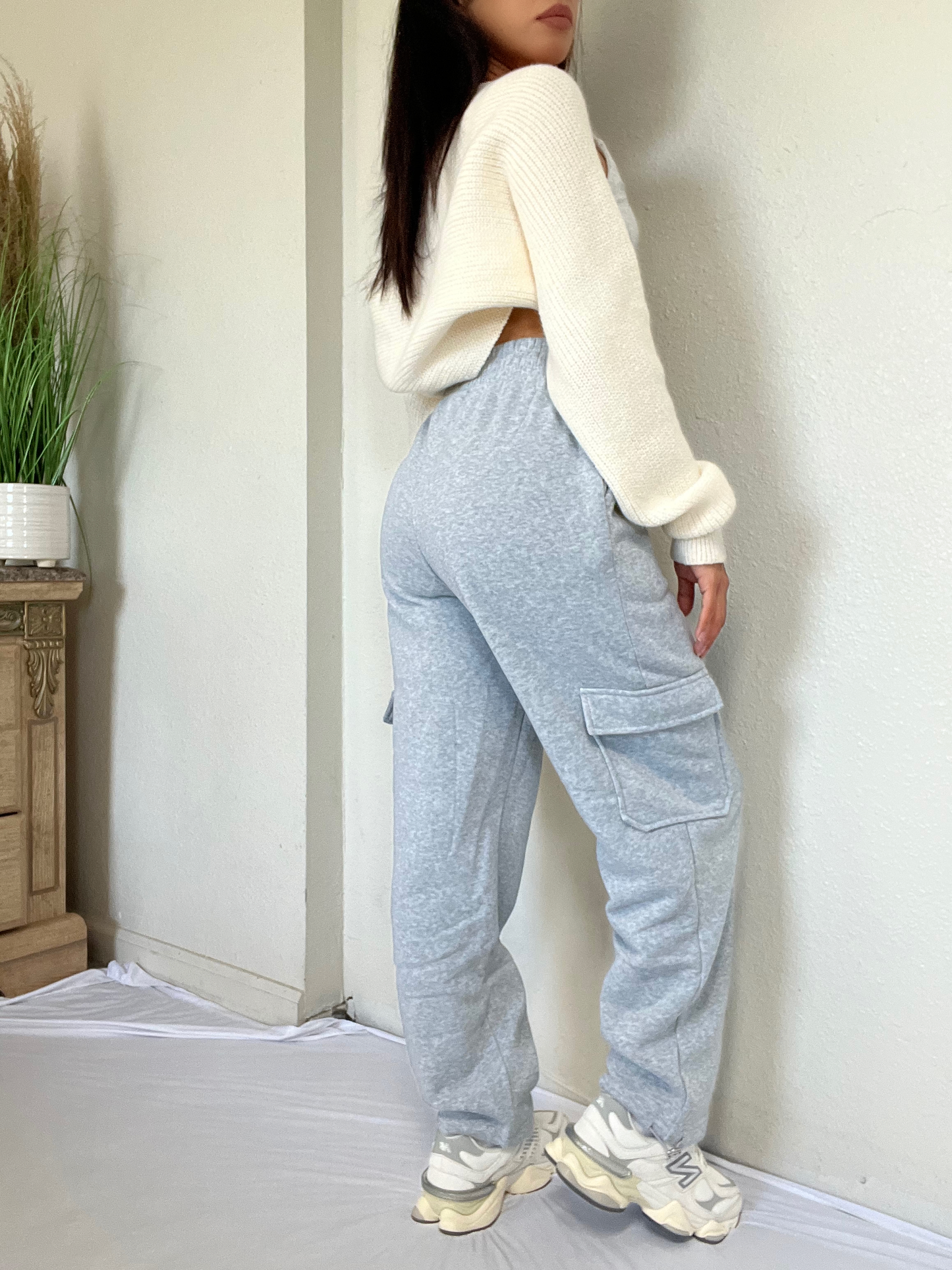 Fleece Cargo Joggers -Heather Grey