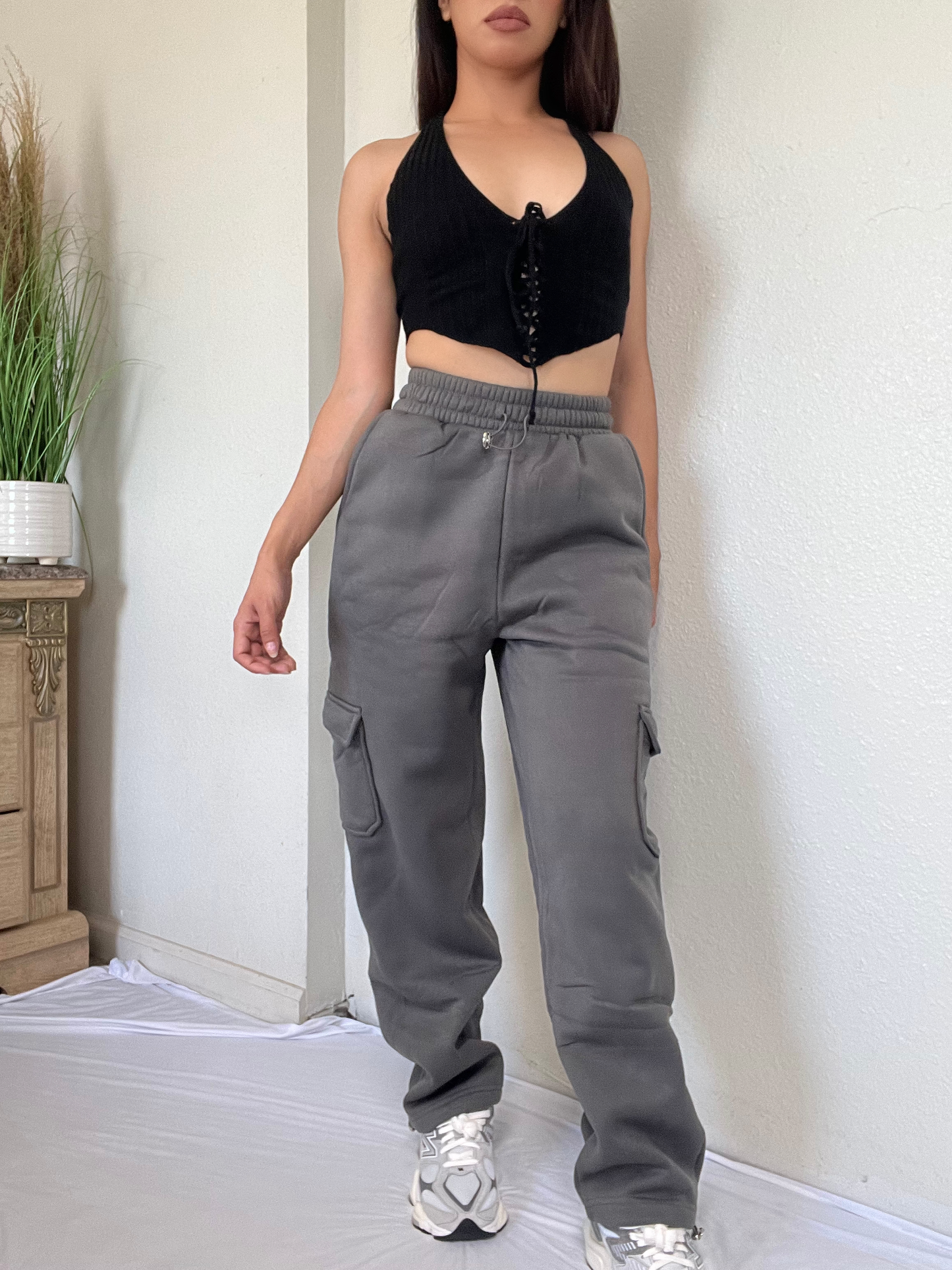 Fleece Cargo Joggers -Slate