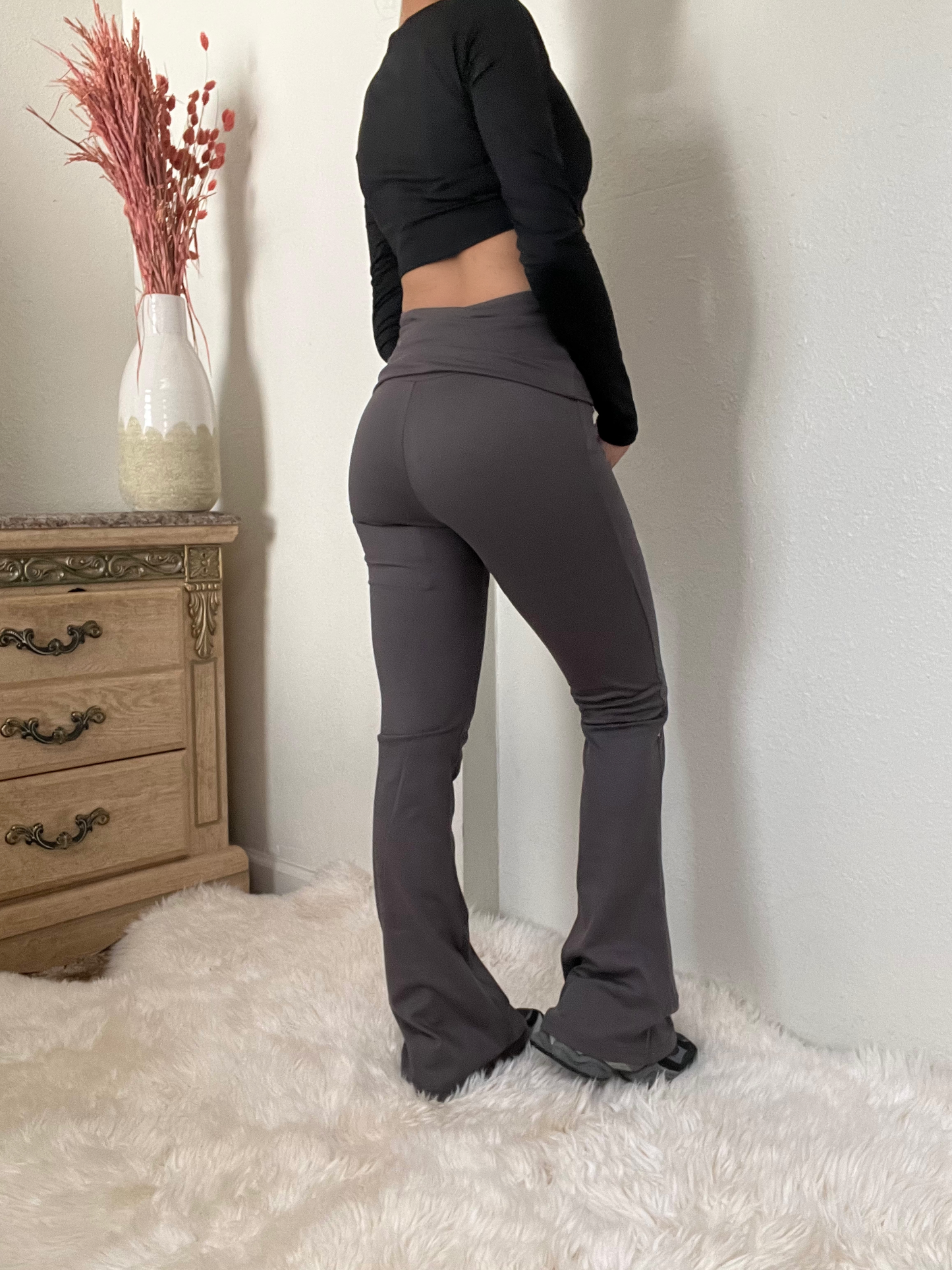 Essential Flare Fold Over Leggings -Grey