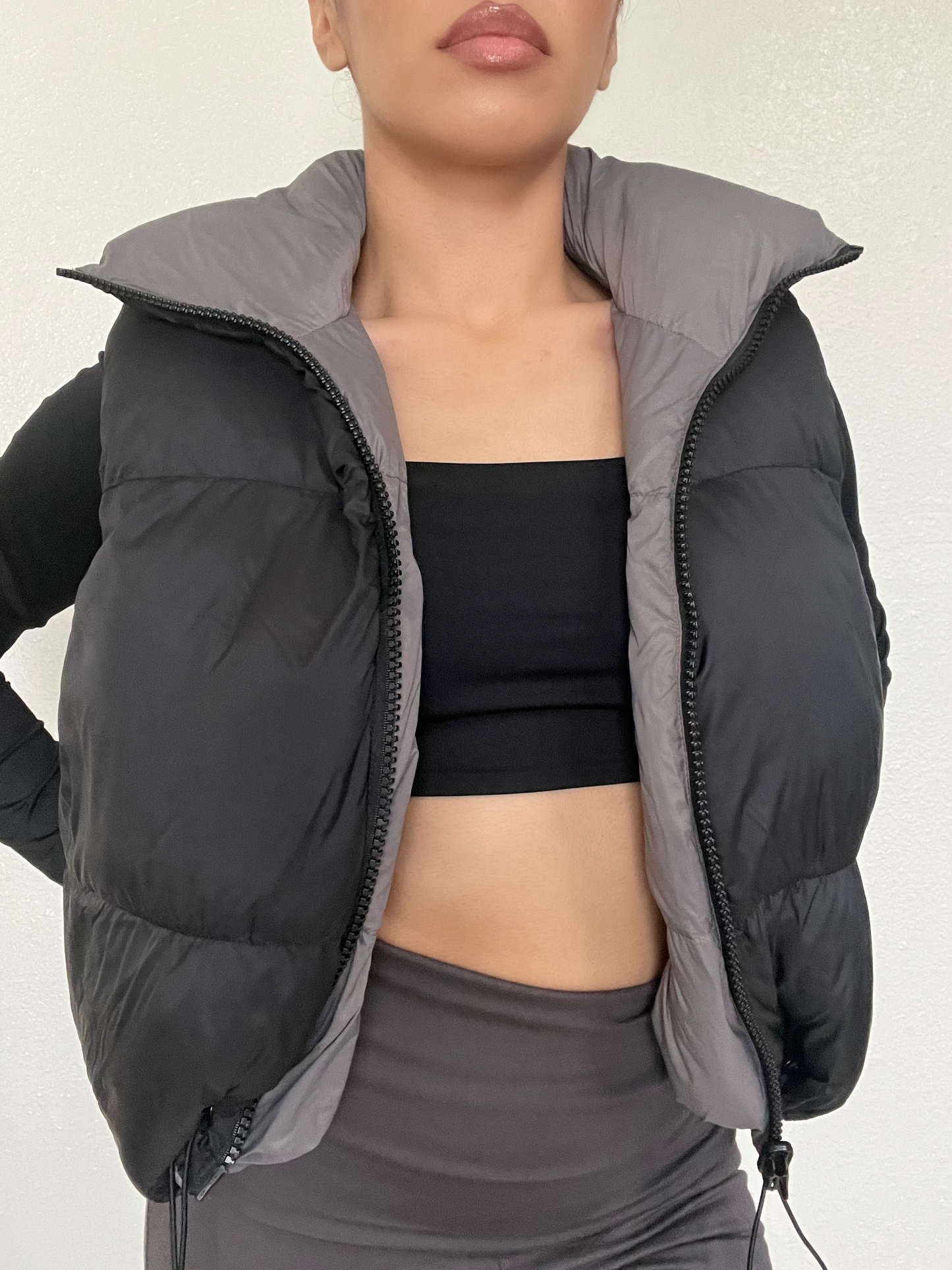 Reversible Puffer Vest -Grey/Black