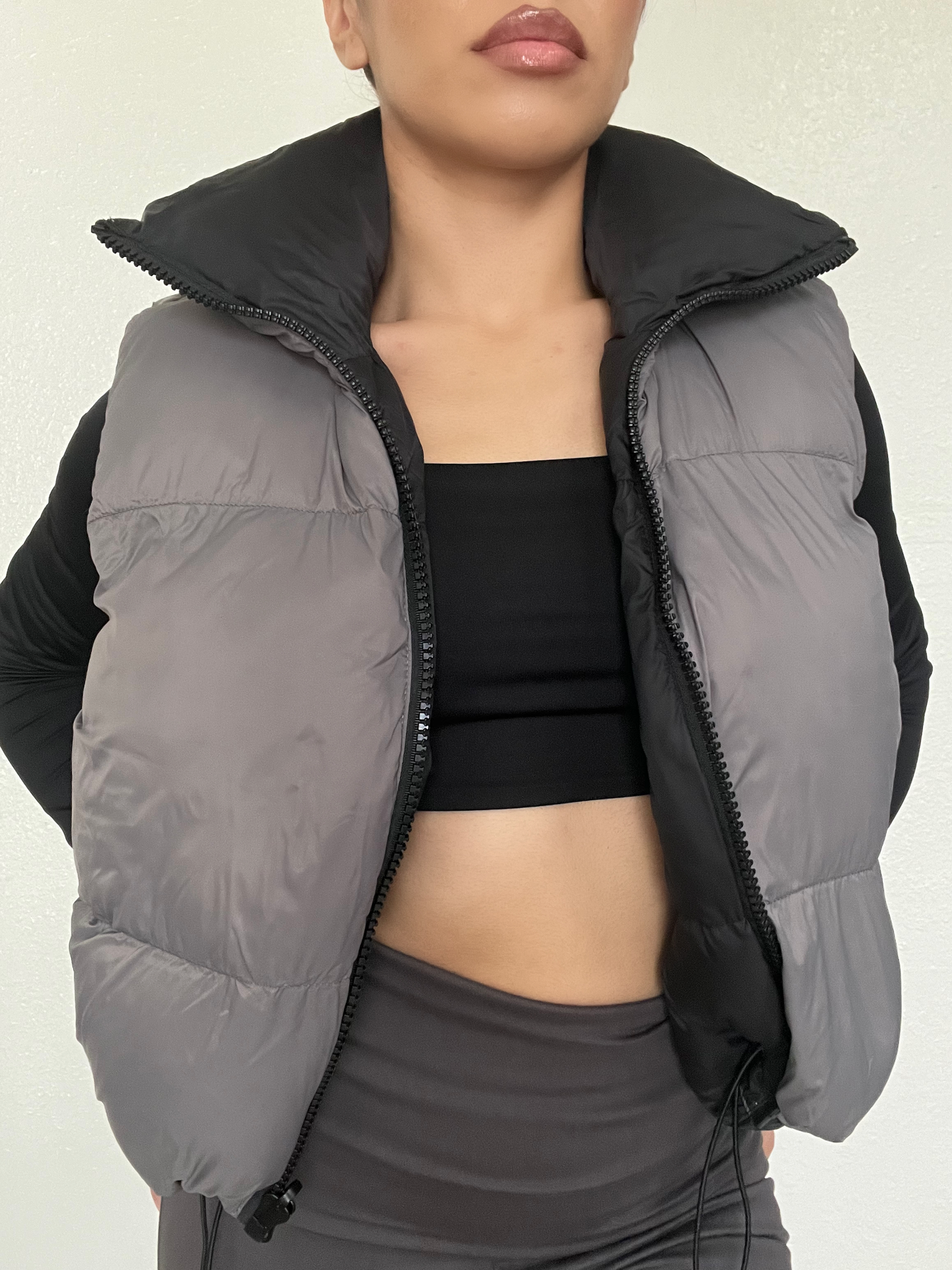 Reversible Puffer Vest -Grey/Black