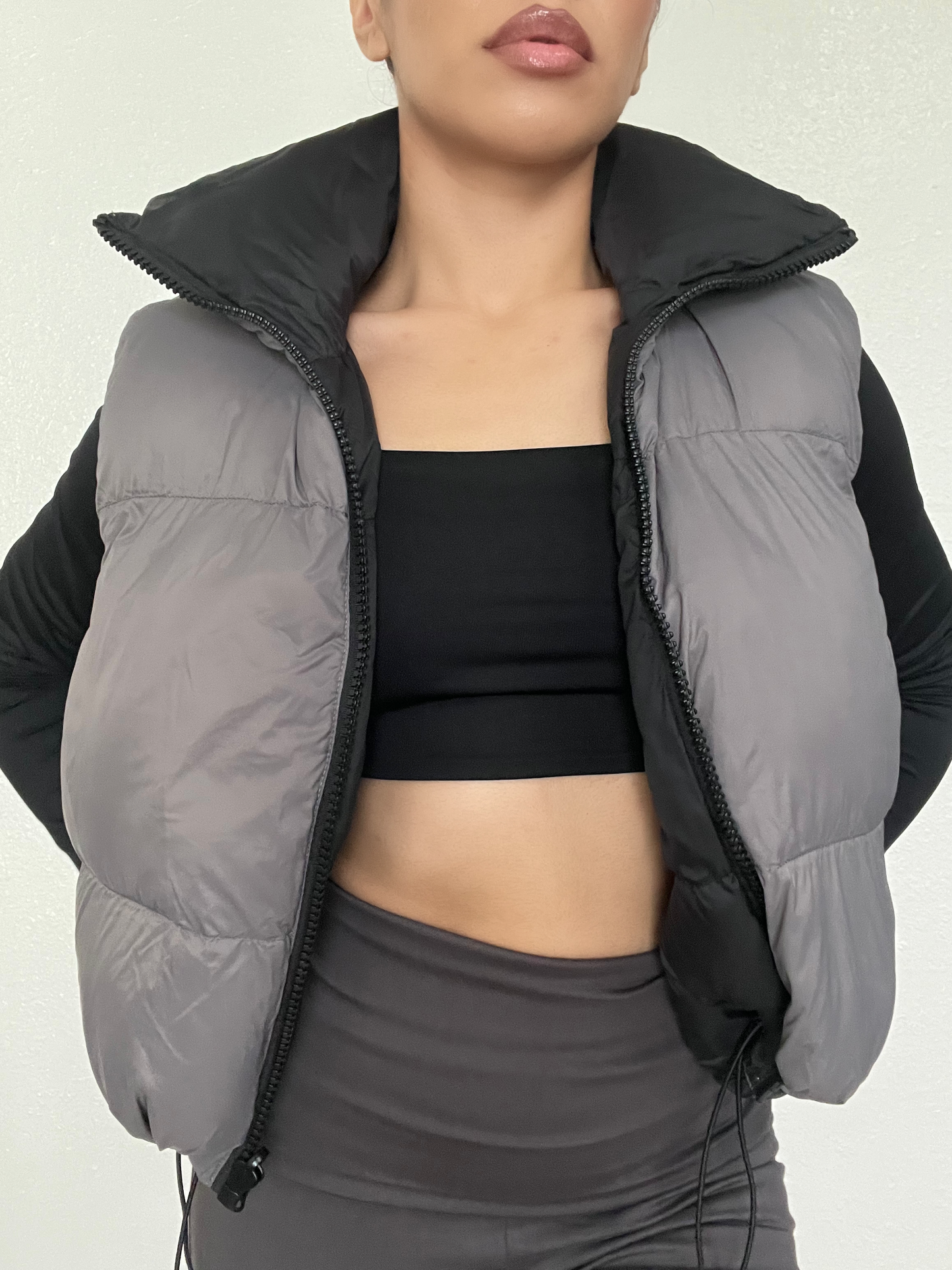 Reversible Puffer Vest -Grey/Black