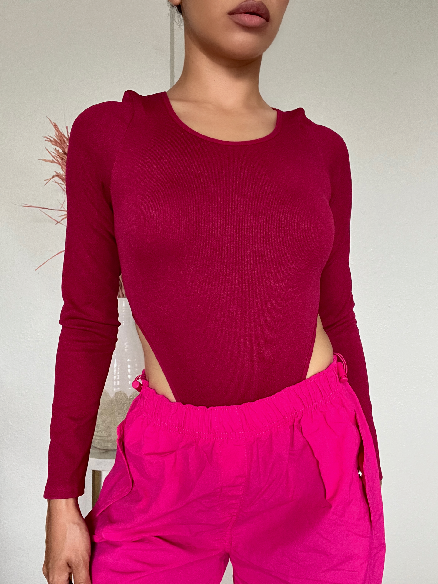 Long Sleeve Highleg Bodysuit -Wild Berry
