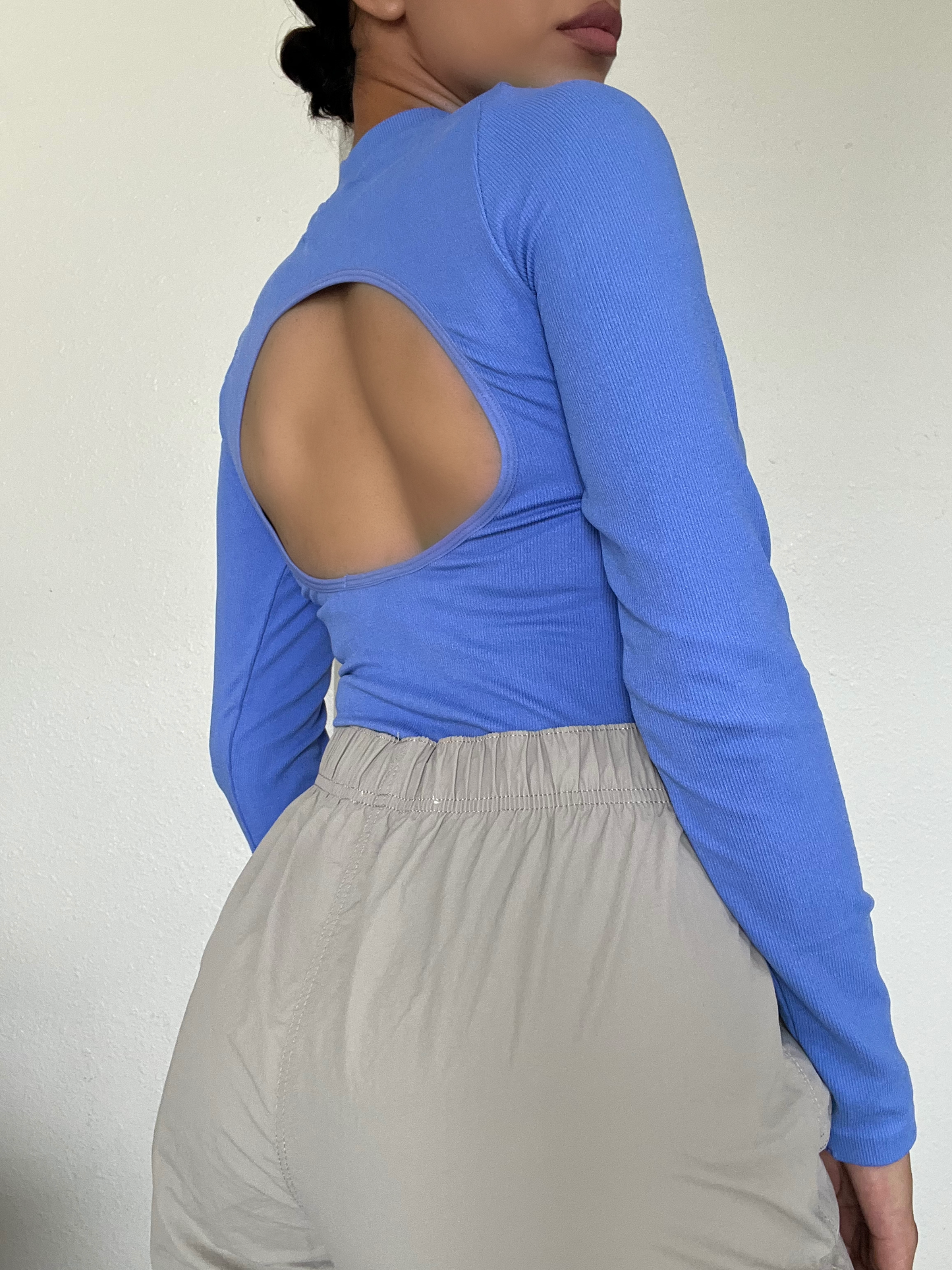 Long Sleeve Mockneck Seamless Bodysuit -Periwinkle