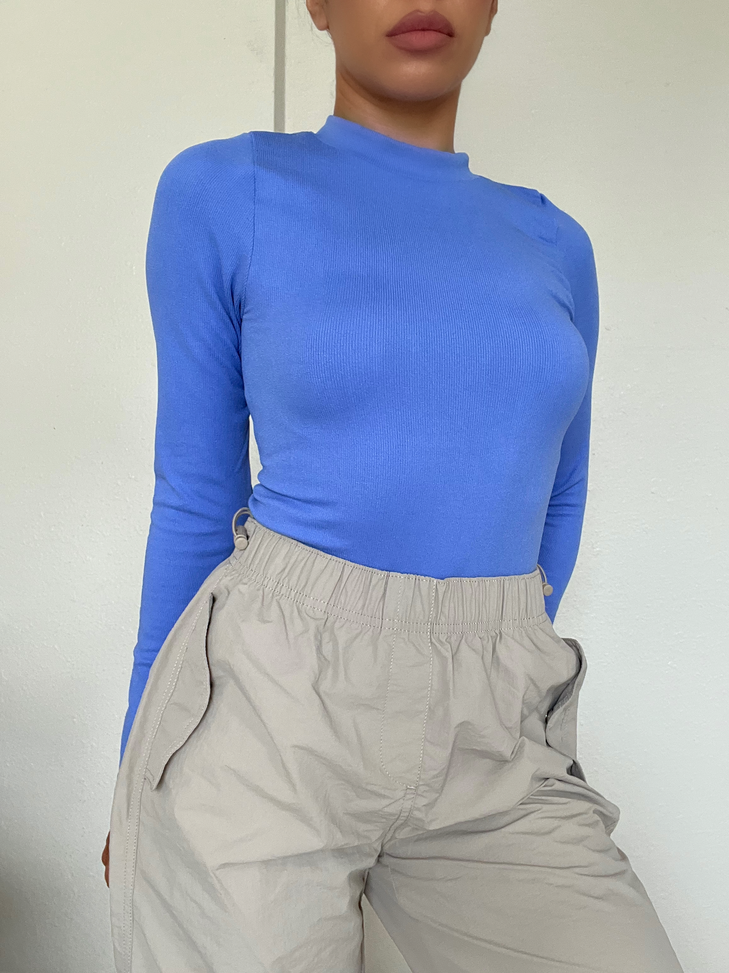 Long Sleeve Mockneck Seamless Bodysuit -Periwinkle