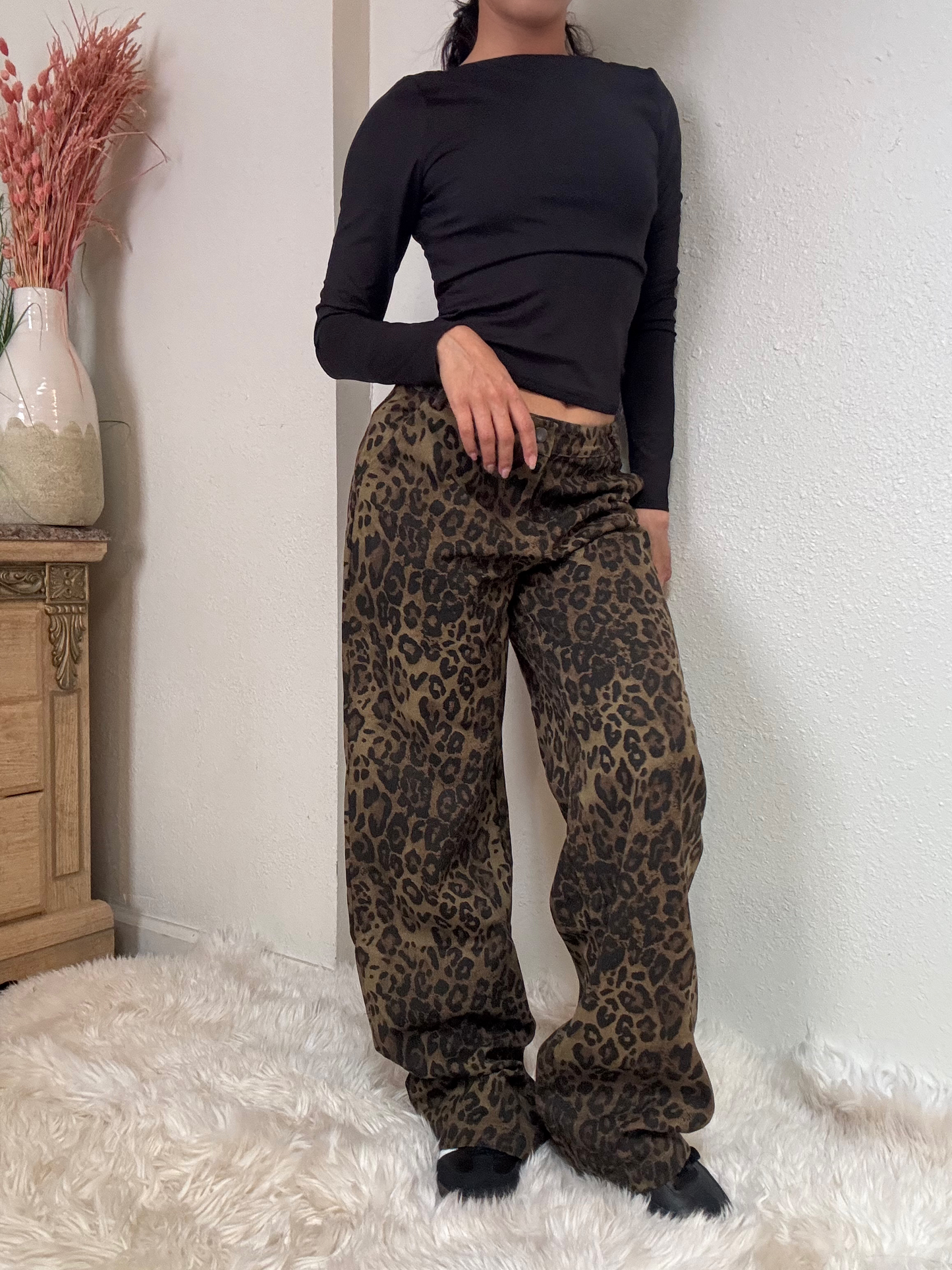 Leopard Print Denim Jeans