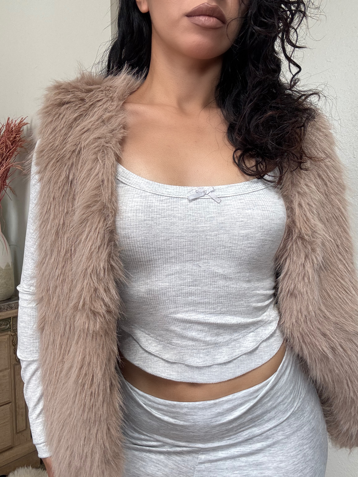 Nadia Faux Fur Vest -Taupe