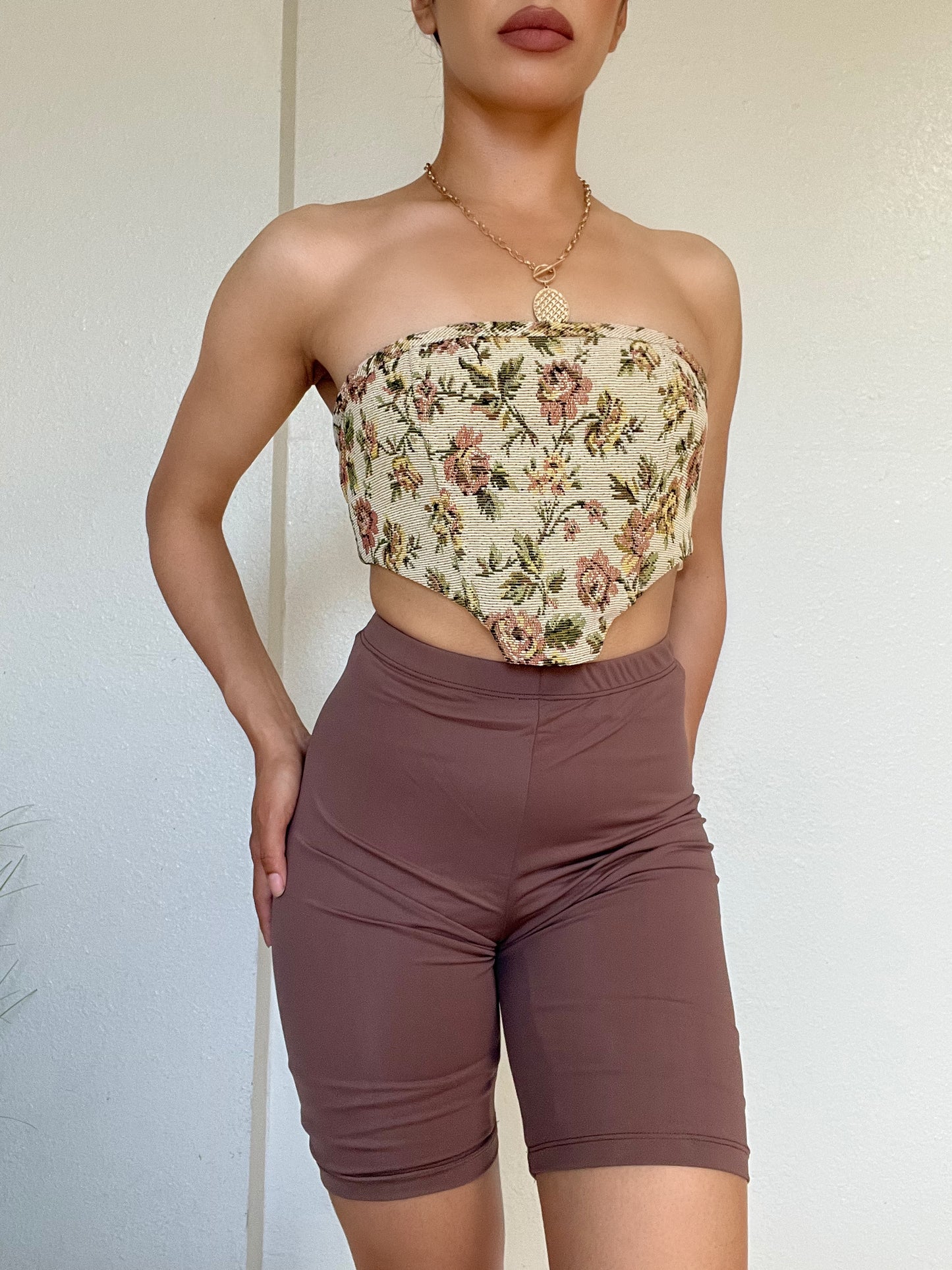 High Waist Biker Short -Mocha
