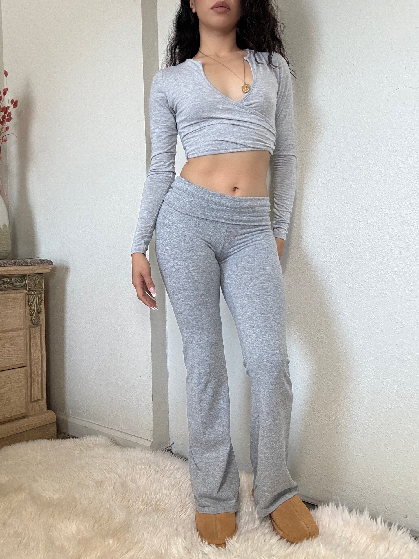 High Waist Flare Leggings Petite -Heather Grey