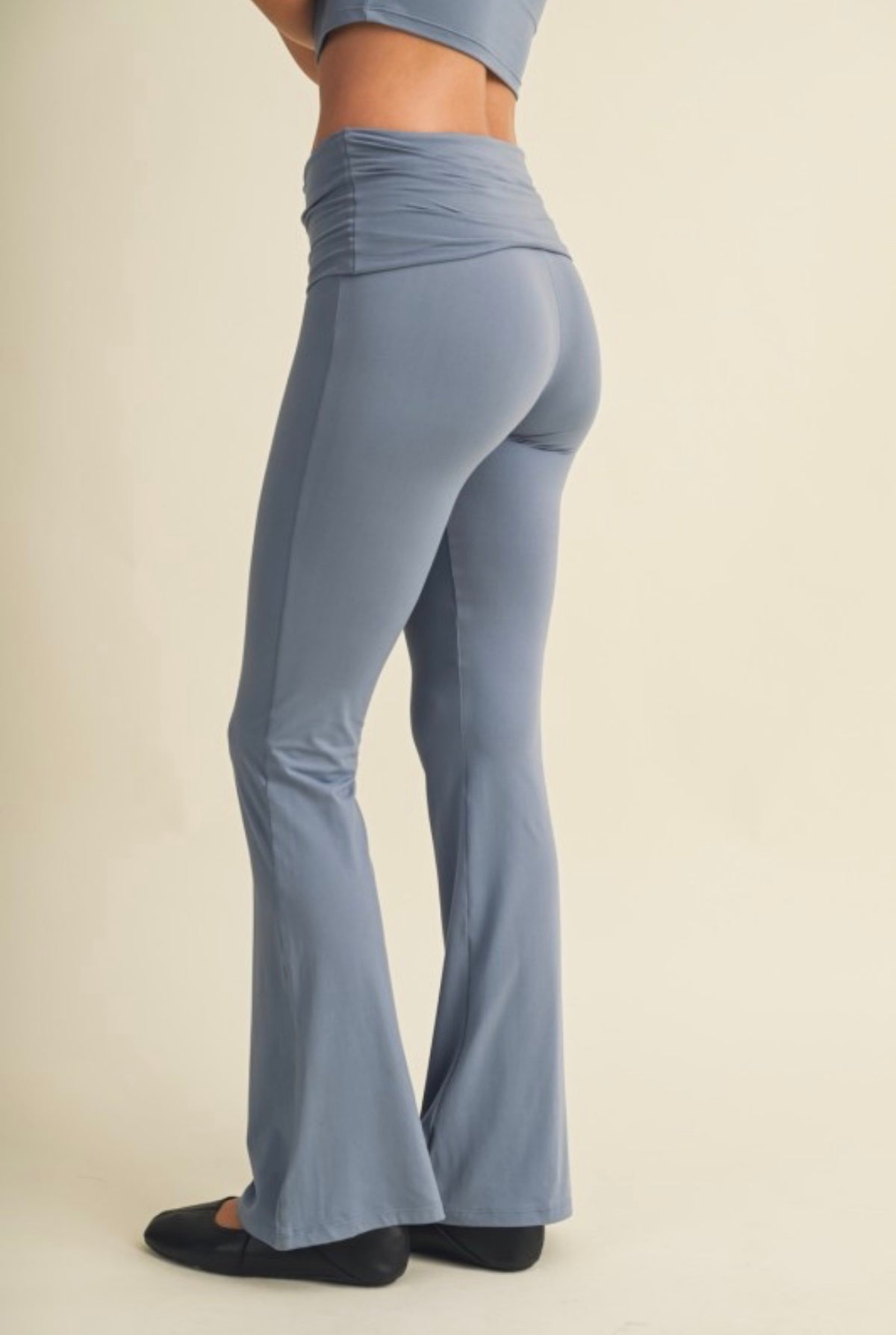 Ultra Soft Fold Over Pants (Dusty Blue)