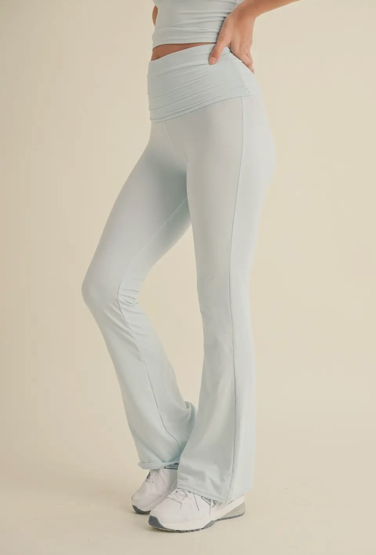 Ultra Soft Fold Over Pants -Baby Blue