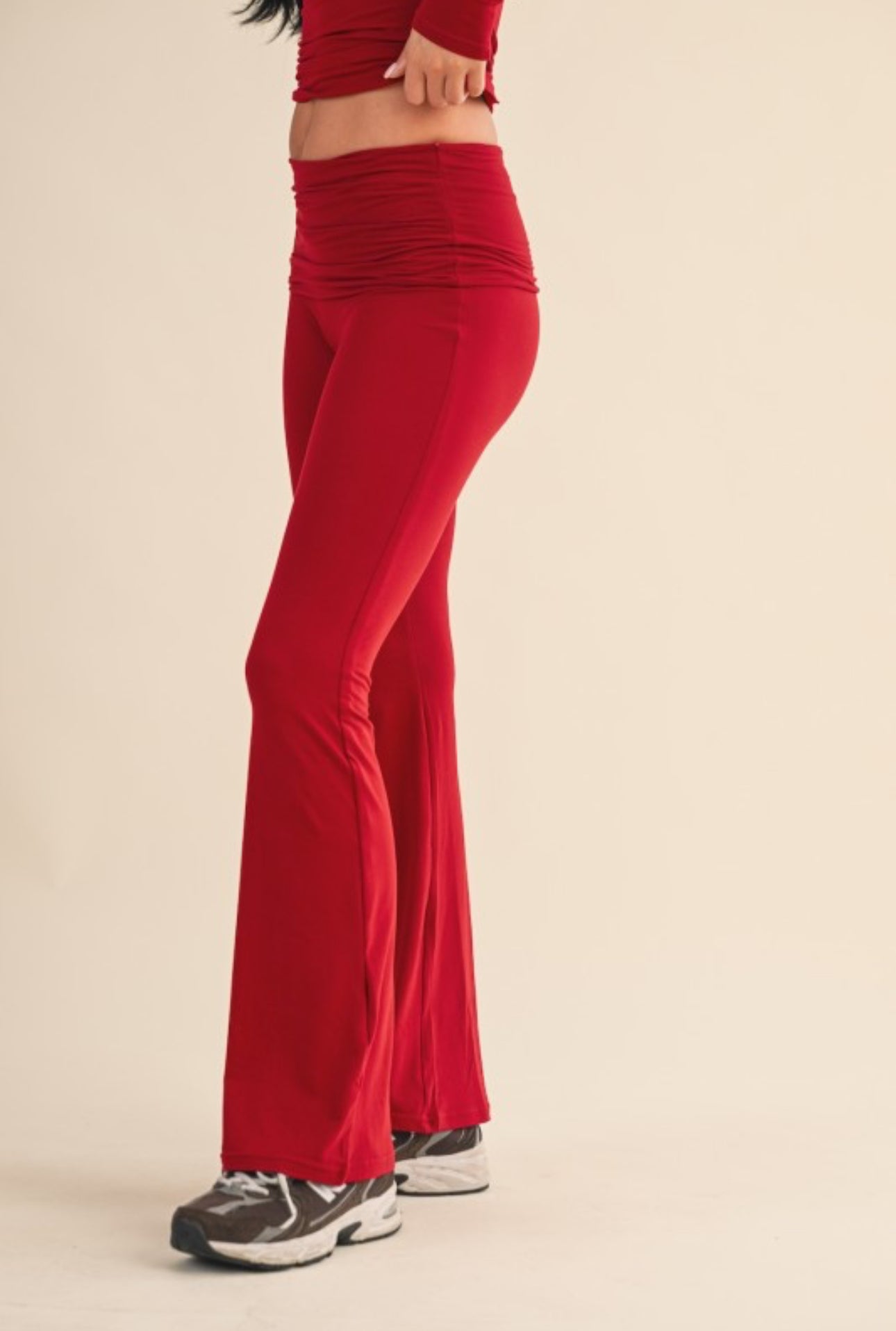 Ultra Soft Fold Over Pants (Cherry)