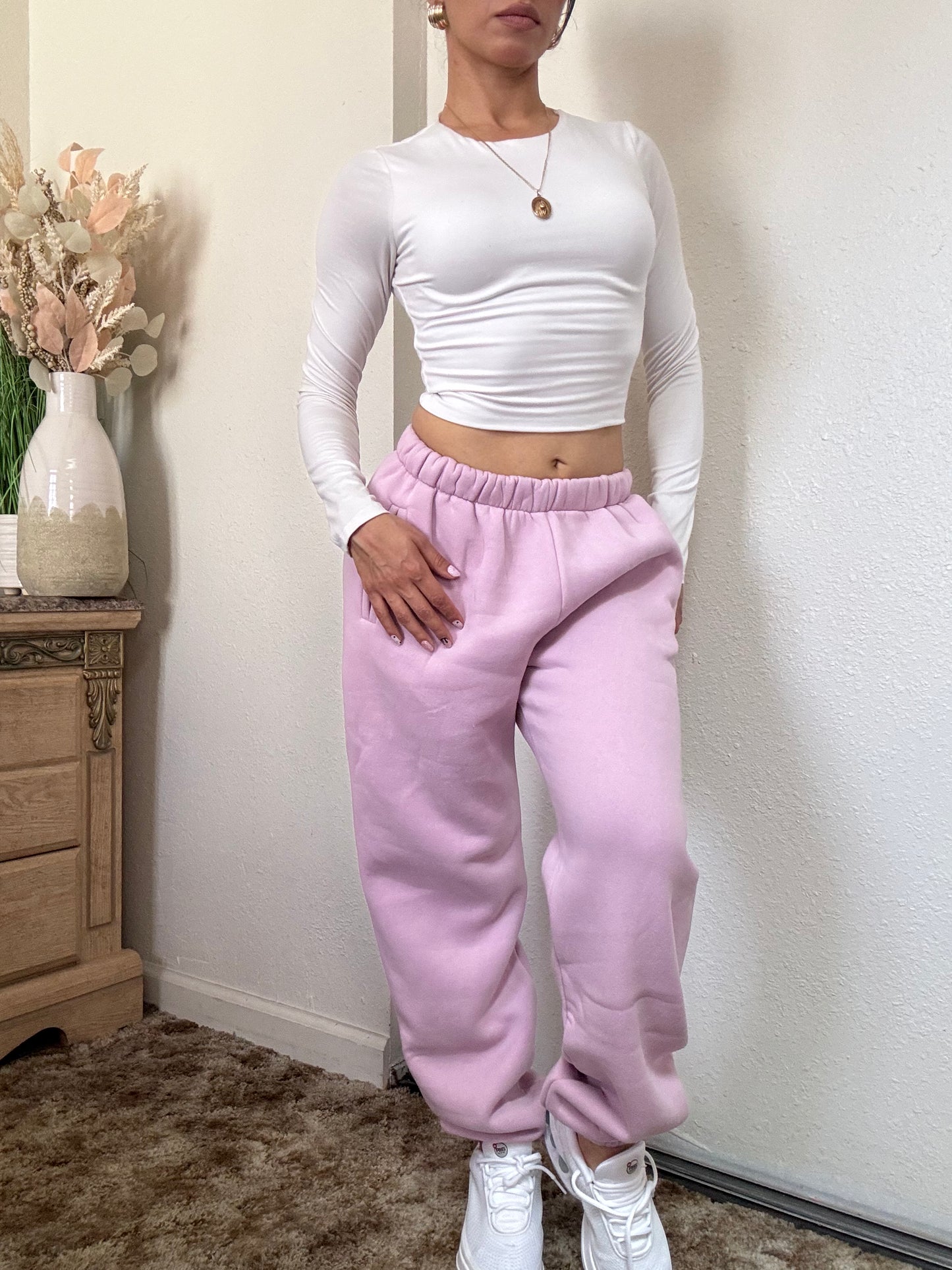 Plush High Waisted Sweatpants (Mauve)