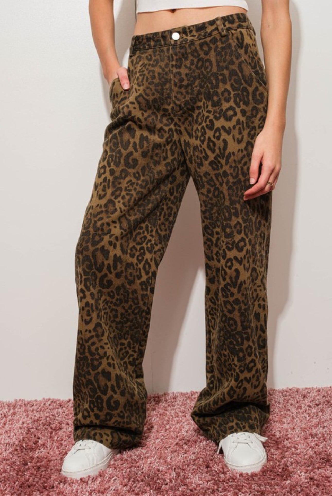 Leopard Print Denim Jeans