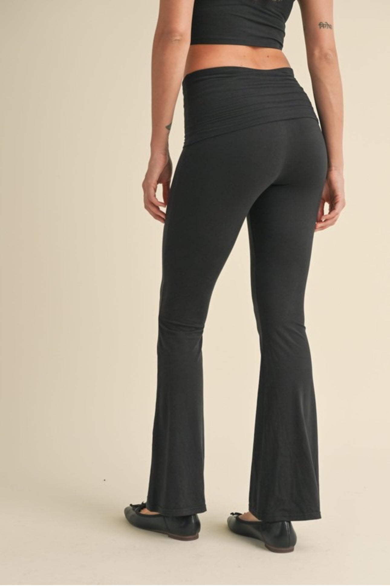 Ultra Soft Fold Over Pants -Black