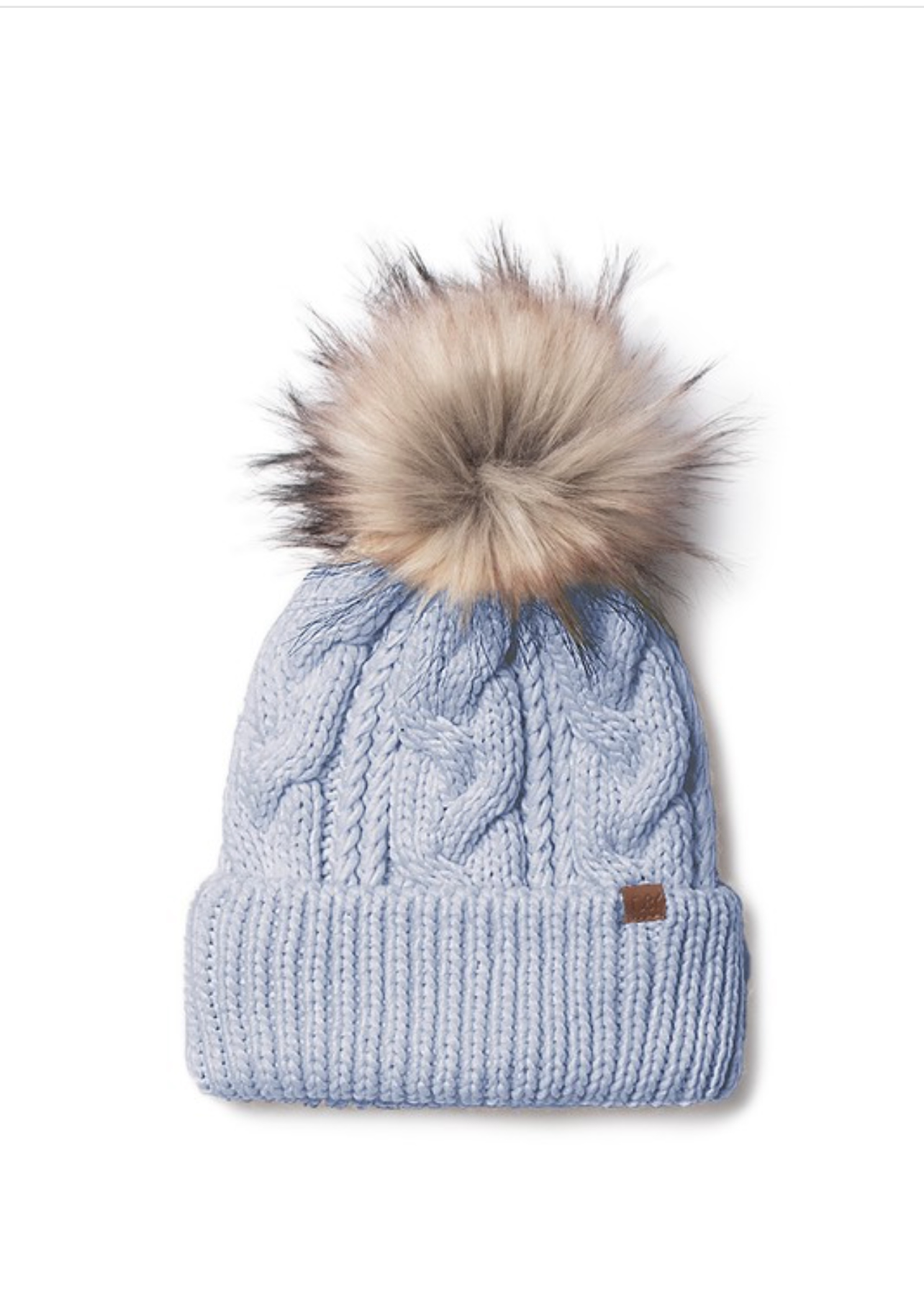 Cable Knit Cuffed Beanie -Light Blue