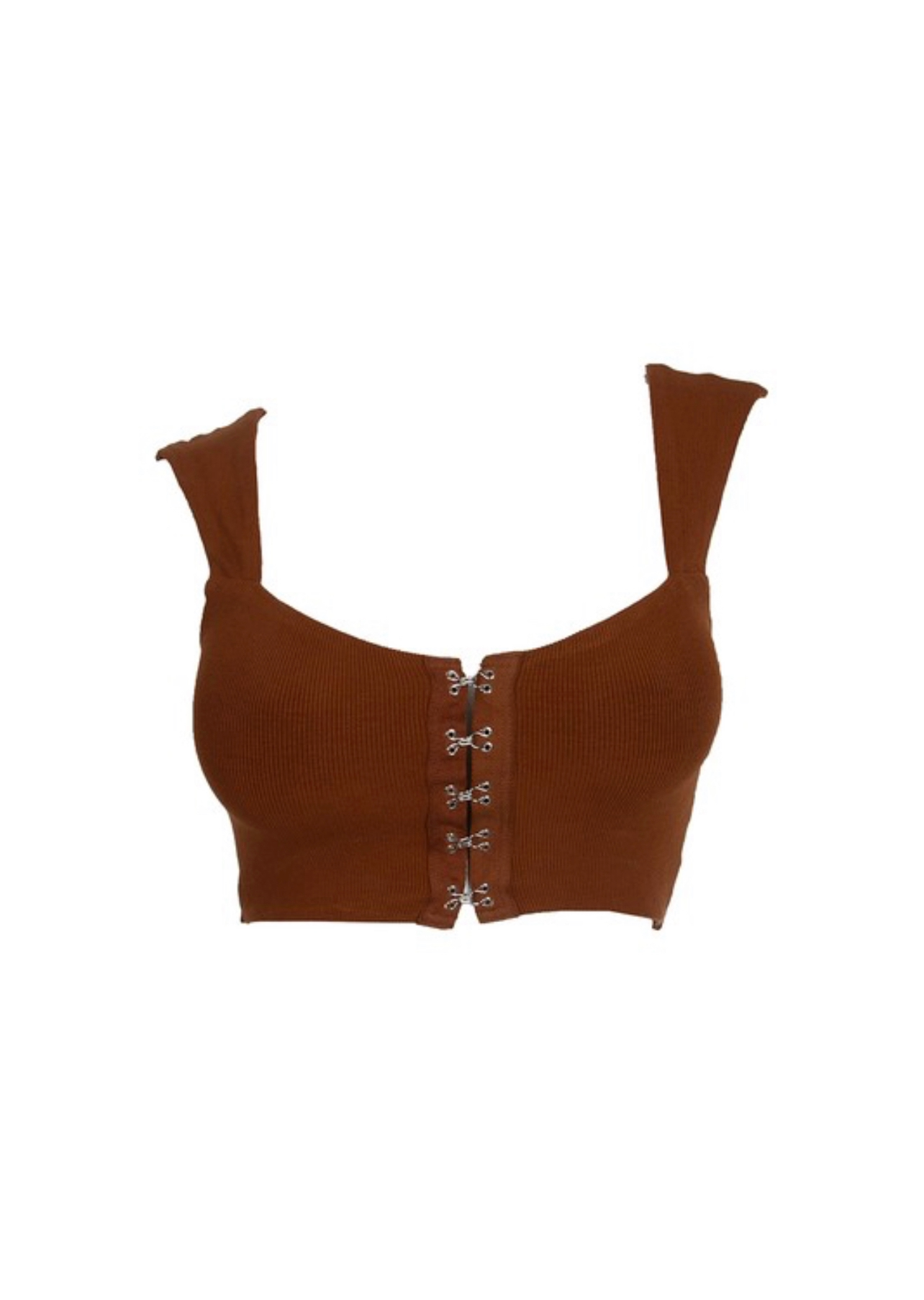 Hook and Eye Crop Top -Brown