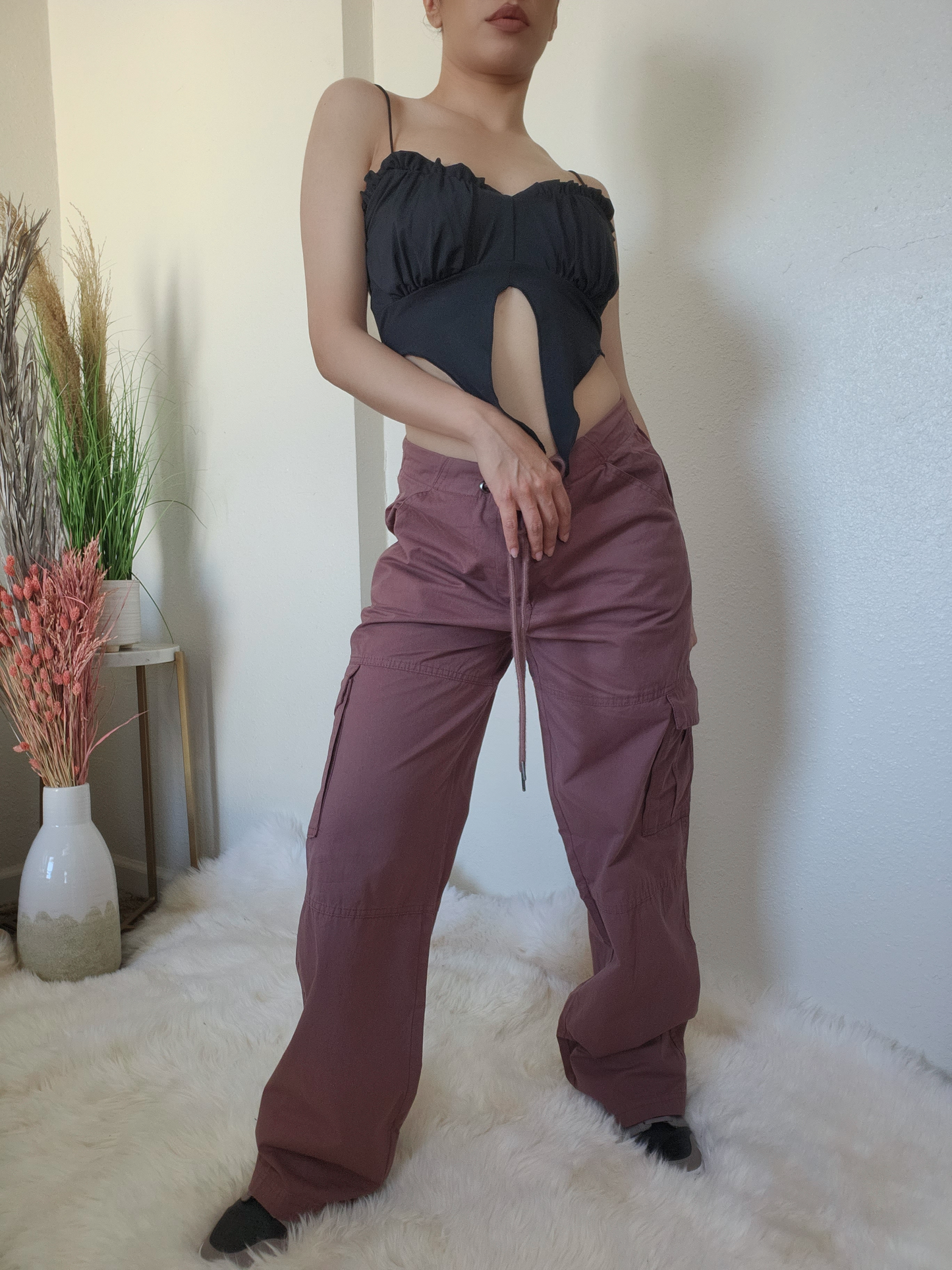 Parachute Cargo Pants -Brown