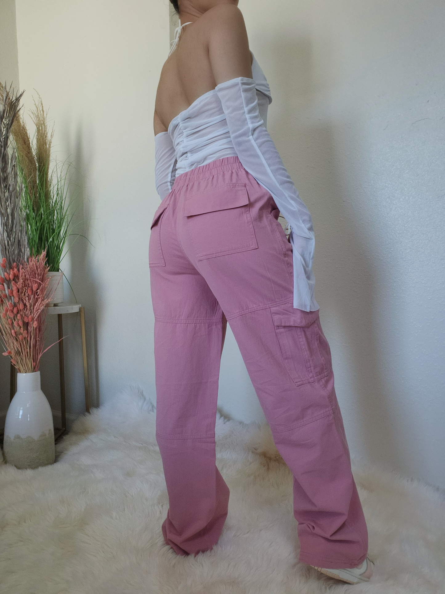 Parachute Cargo Pants -Pink