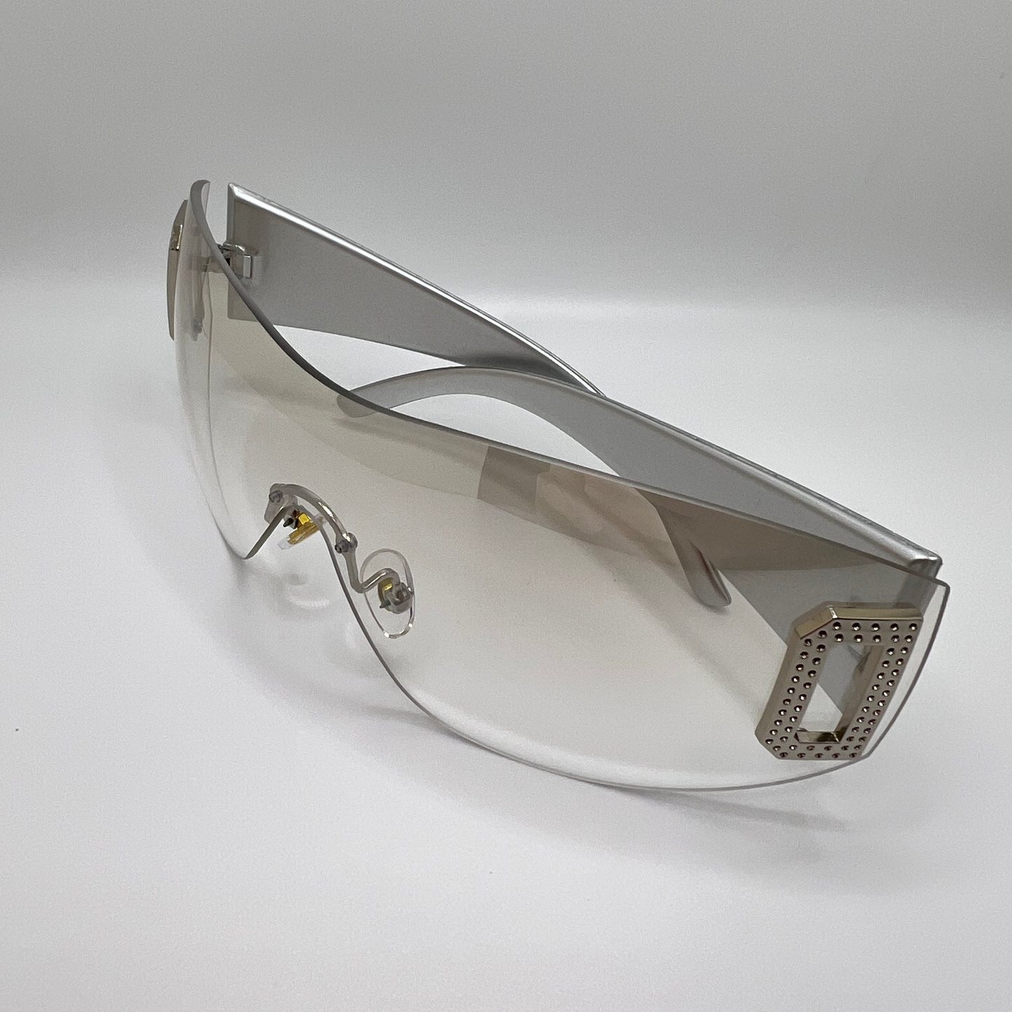 Rimless Oversized Sunnies -Silver/Clear