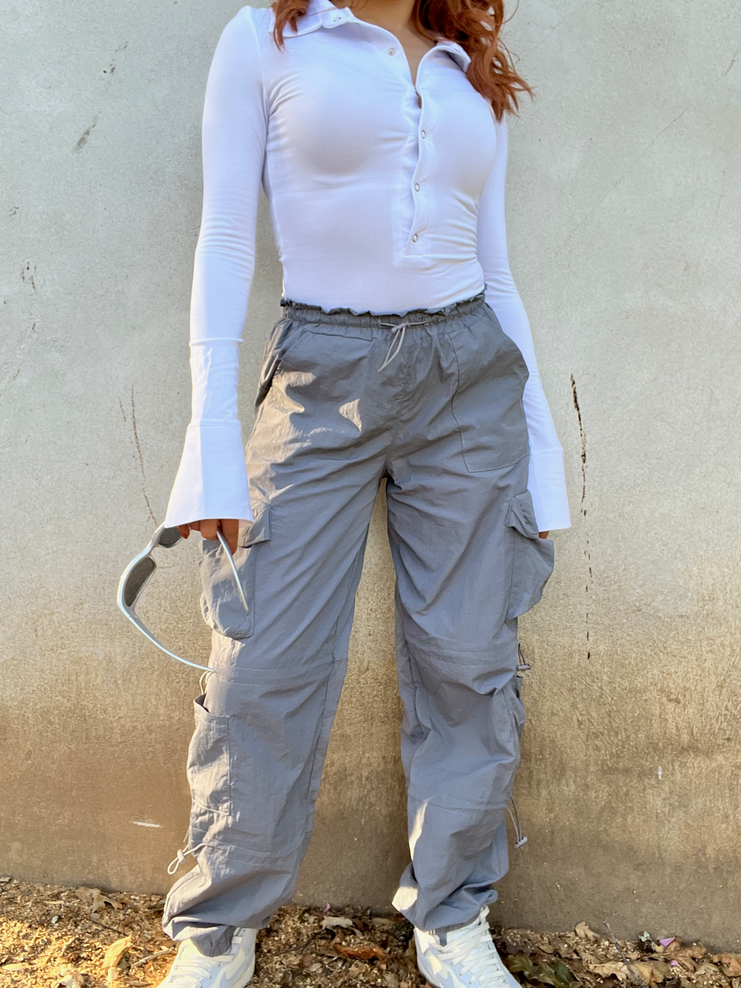Low Rise Straight Leg Cargo -Gray