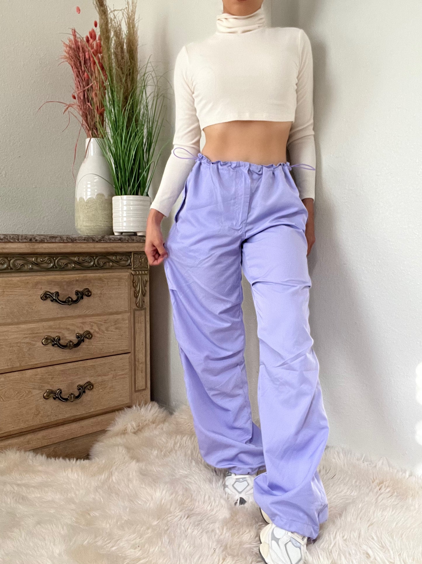 Relaxed Parachute Pants -Lilac