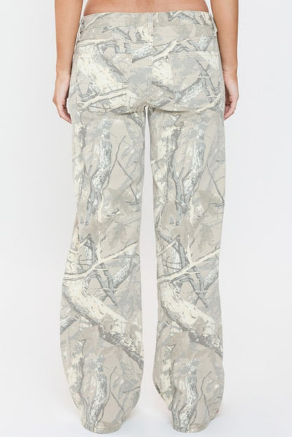 Low Rise Wide Leg Camo Jeans