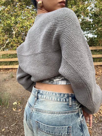 Knit Bolero Shrug (Grey)