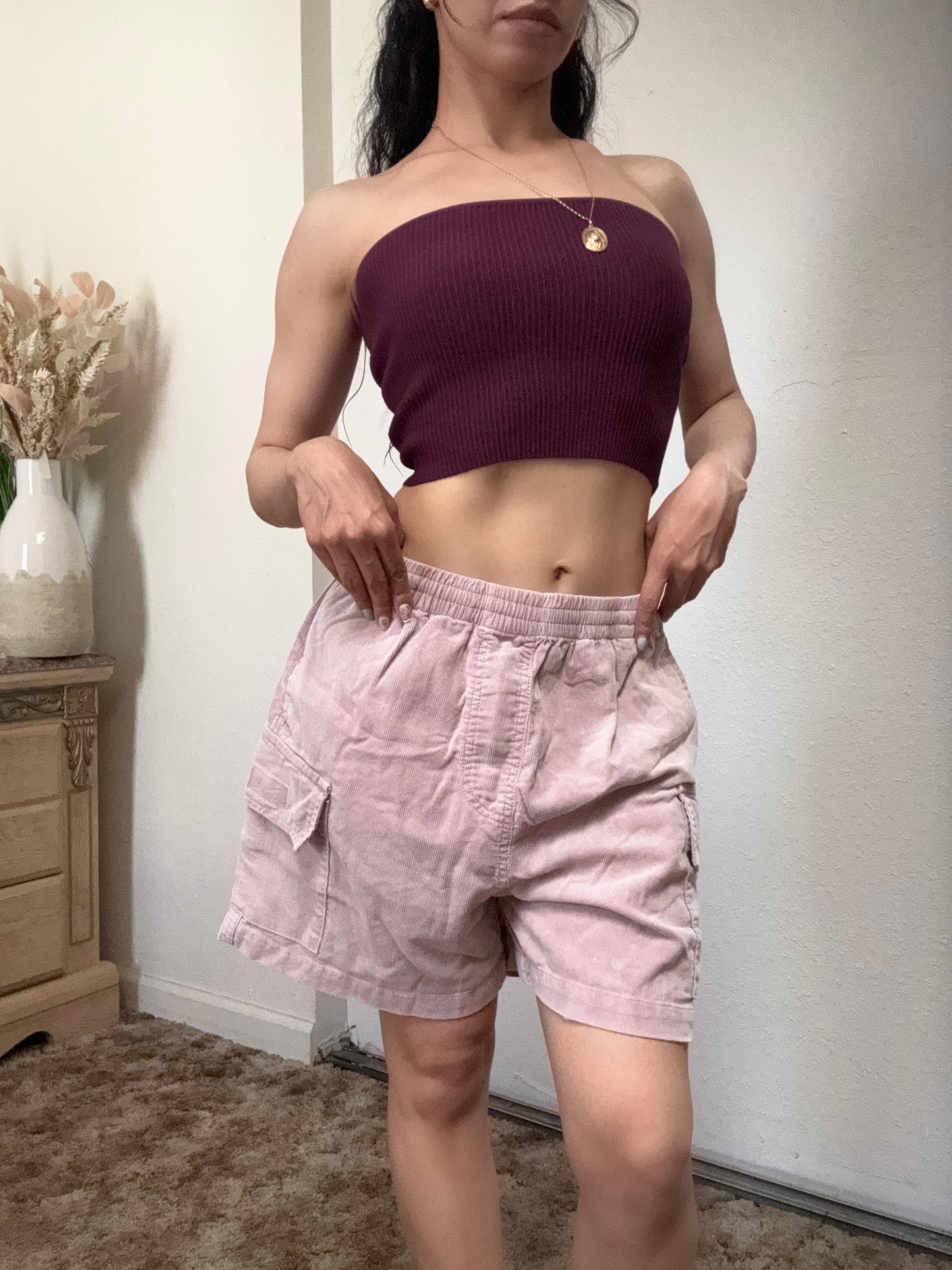 Corduroy Cargo Shorts (Dusty Pink)