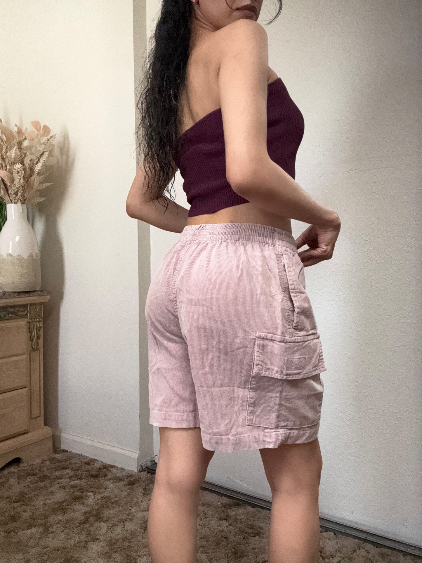 Corduroy Cargo Shorts (Dusty Pink)