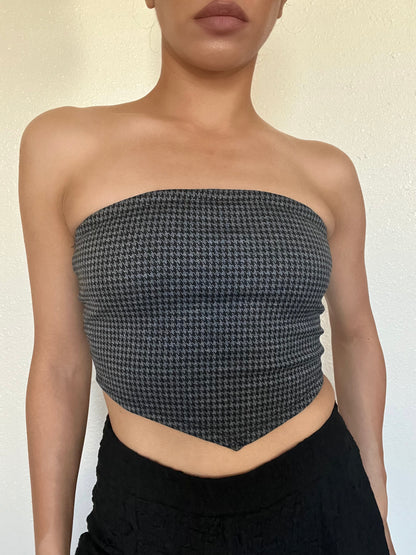 Houndstooth Tube Top - Charcoal