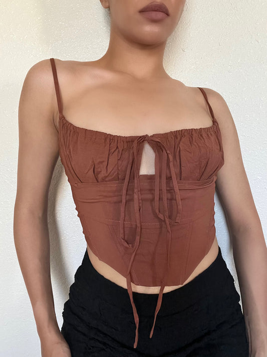 Kimberly Corset Top -Brown