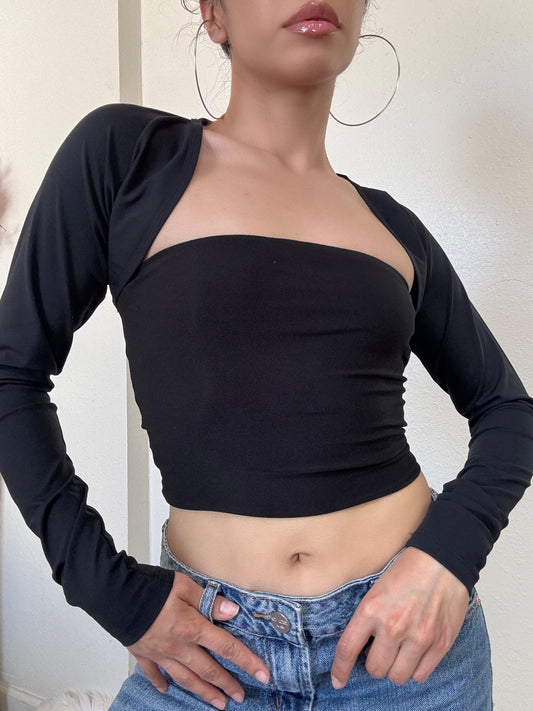 Lightweight Bolero Shrug -Black