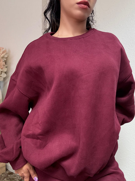 Essential Ultra Fleece Crewneck (Wine)
