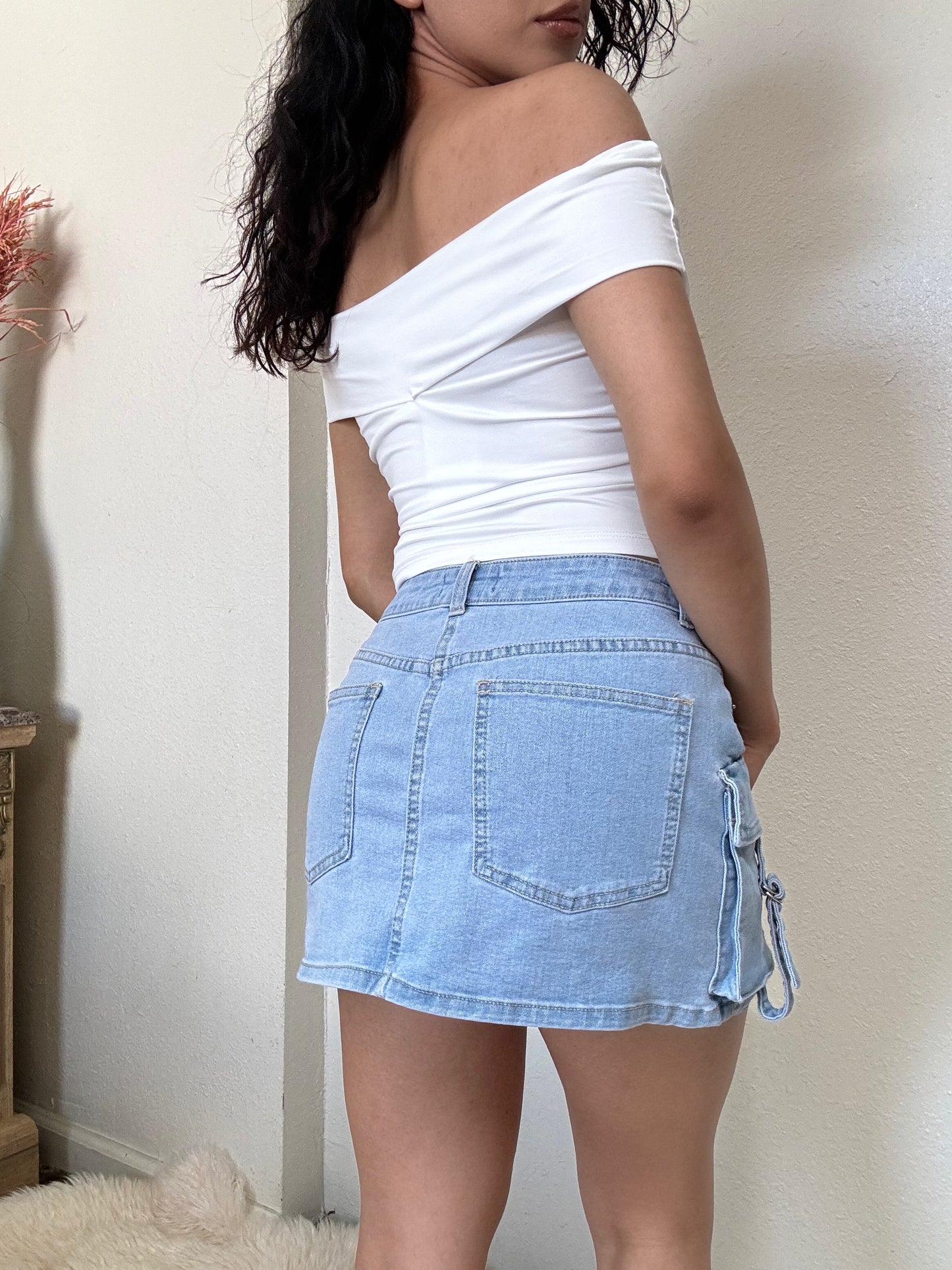 Alyssa Denim Cargo Skirt -Light Blue