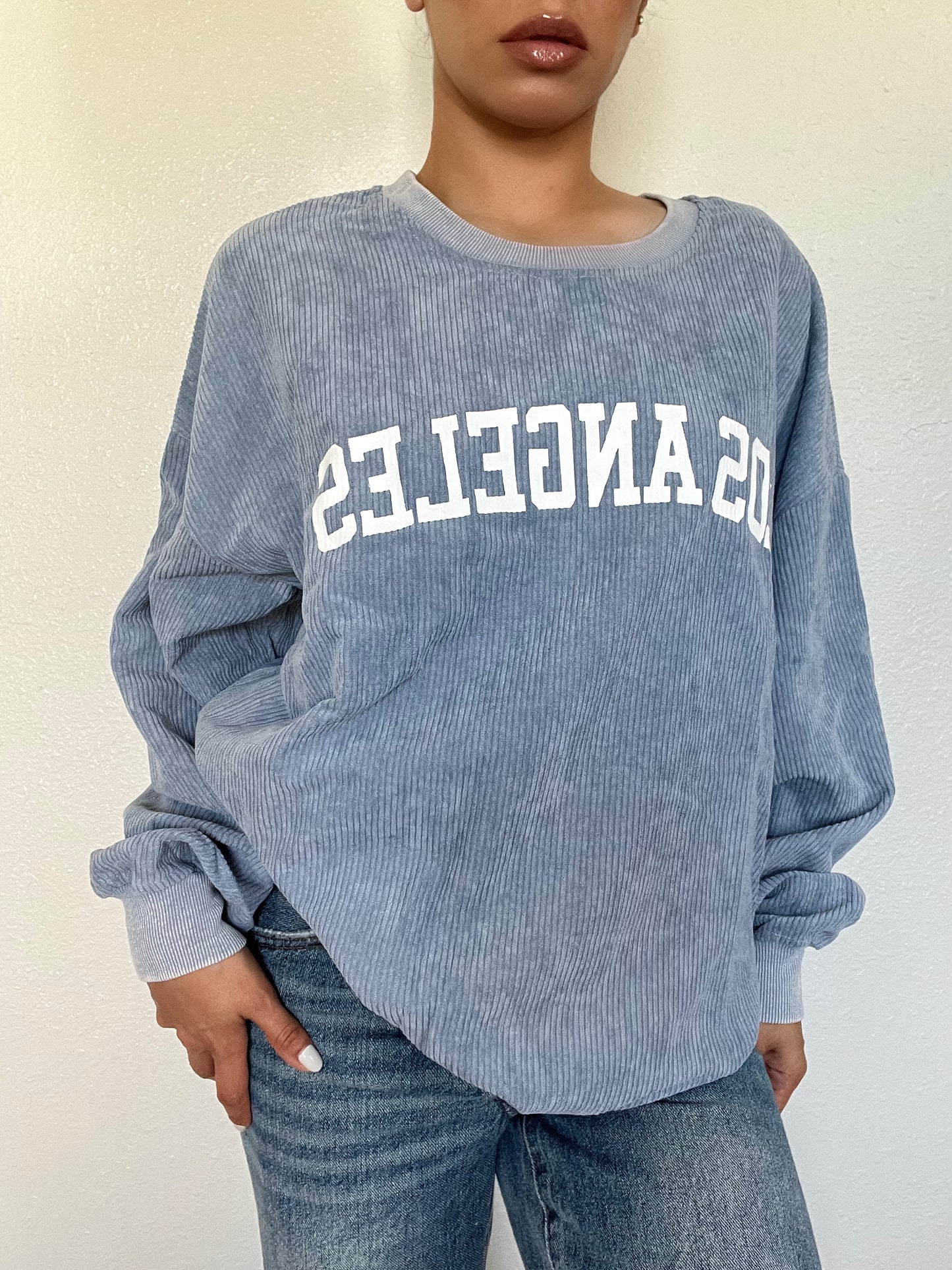 LA Corduroy Crewneck -Light Blue