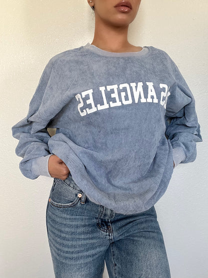 LA Corduroy Crewneck -Light Blue