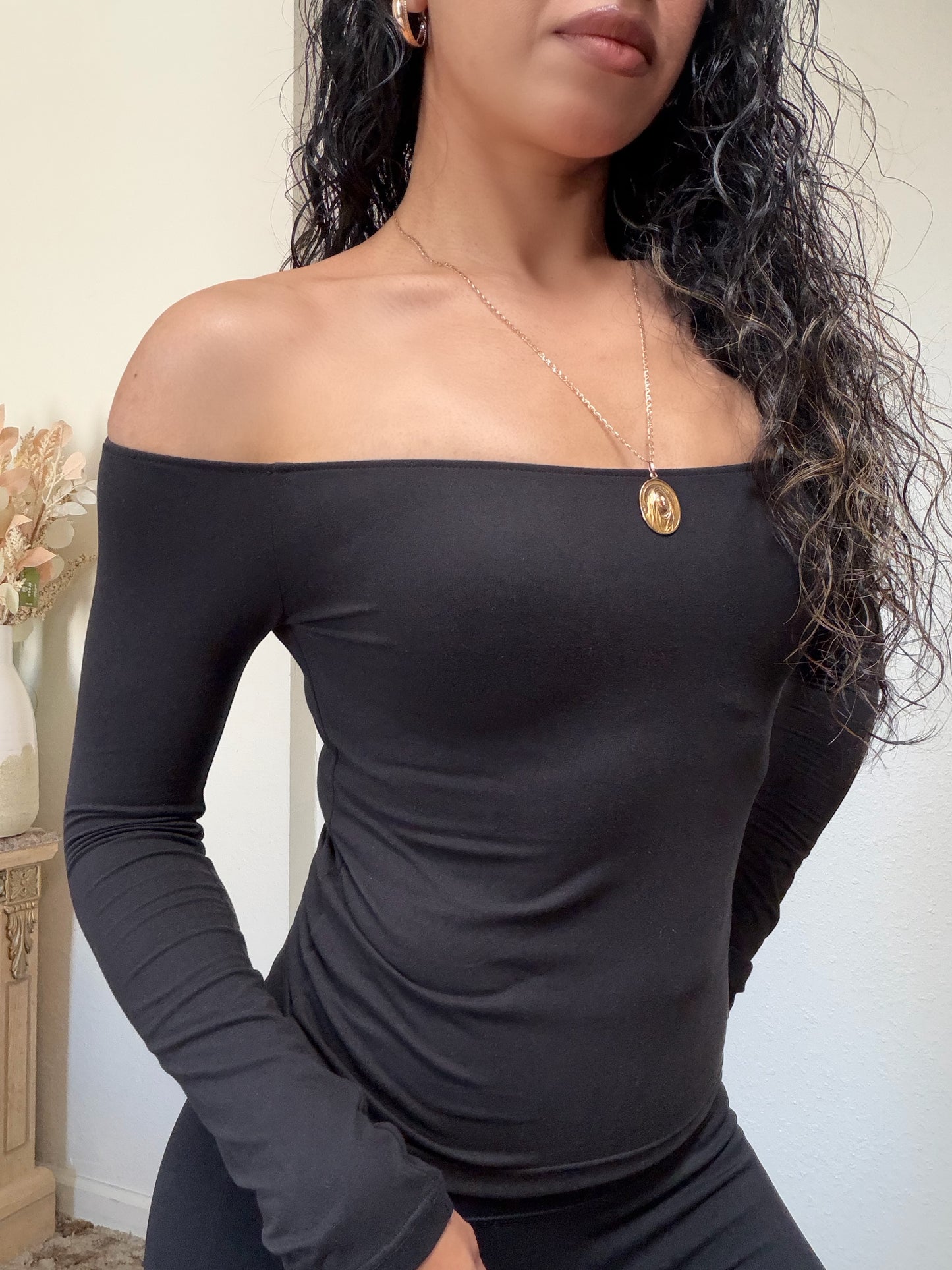 Ultra Soft Off Shoulder Top (Black)